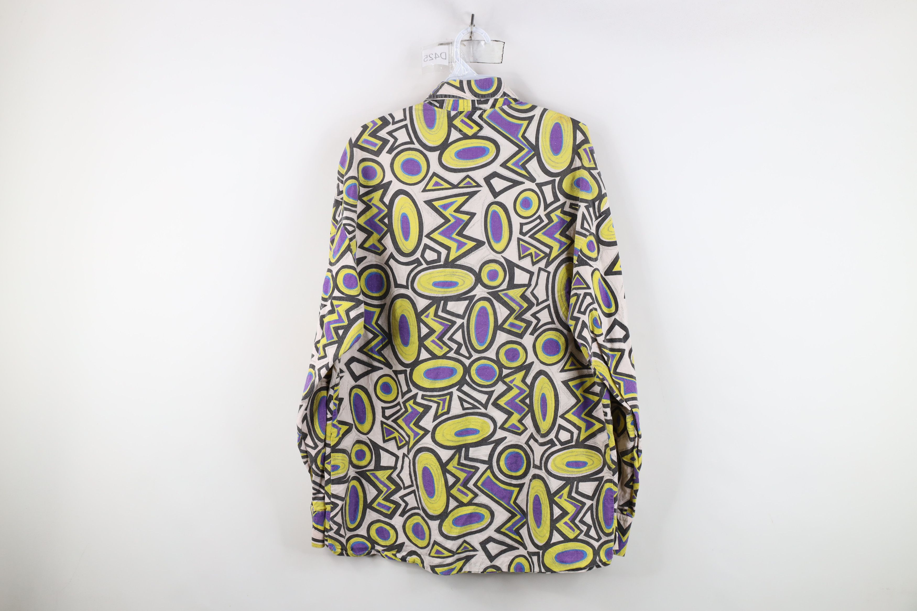 Vintage Vintage 90s Streetwear Abstract Geometric Baggy Button Shirt Size US M / EU 48-50 / 2 - 8 Thumbnail