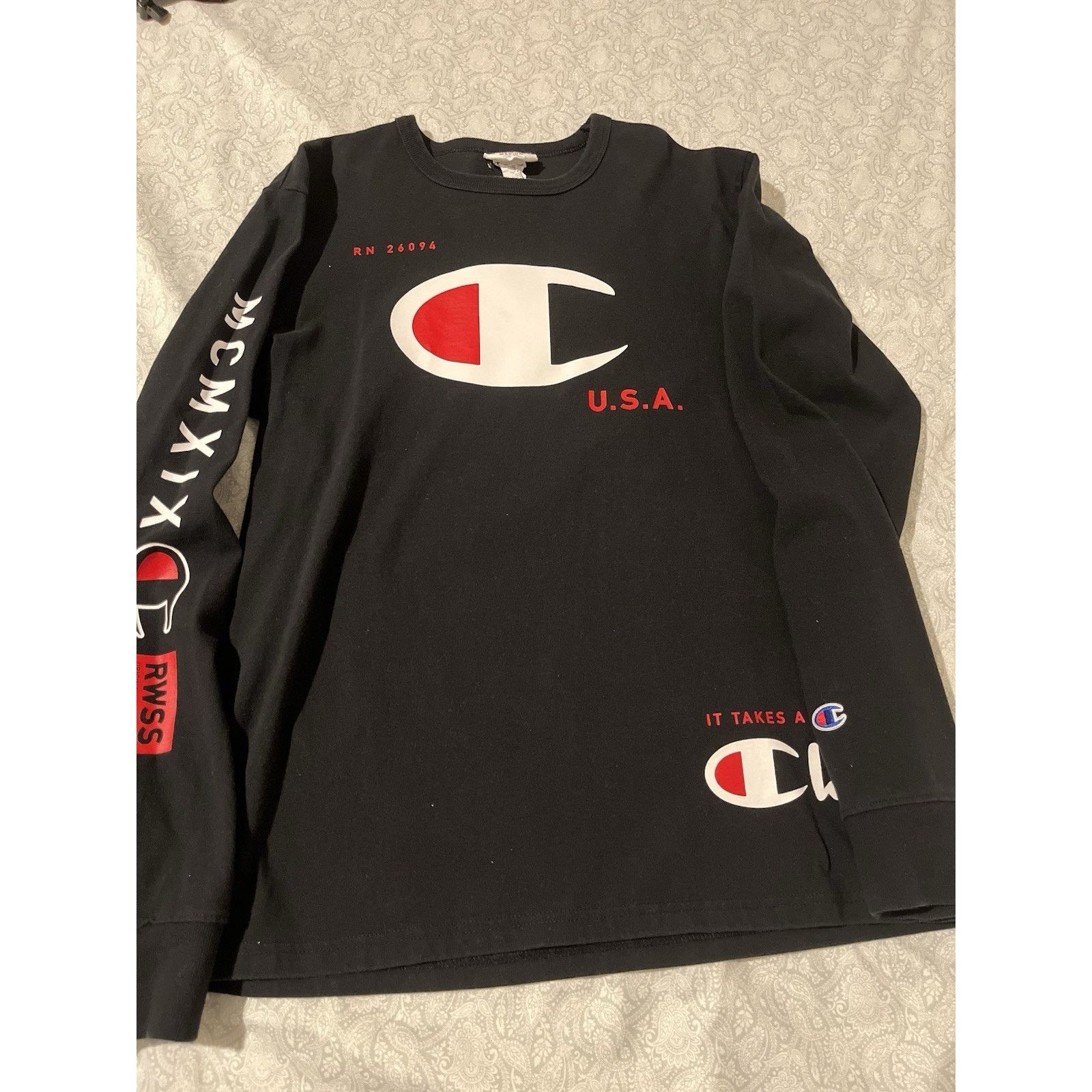 Champion Champion USA Big Logo Long Sleeve Shirt Men’s Medium Black Size US M / EU 48-50 / 2 - 1 Thumbnail