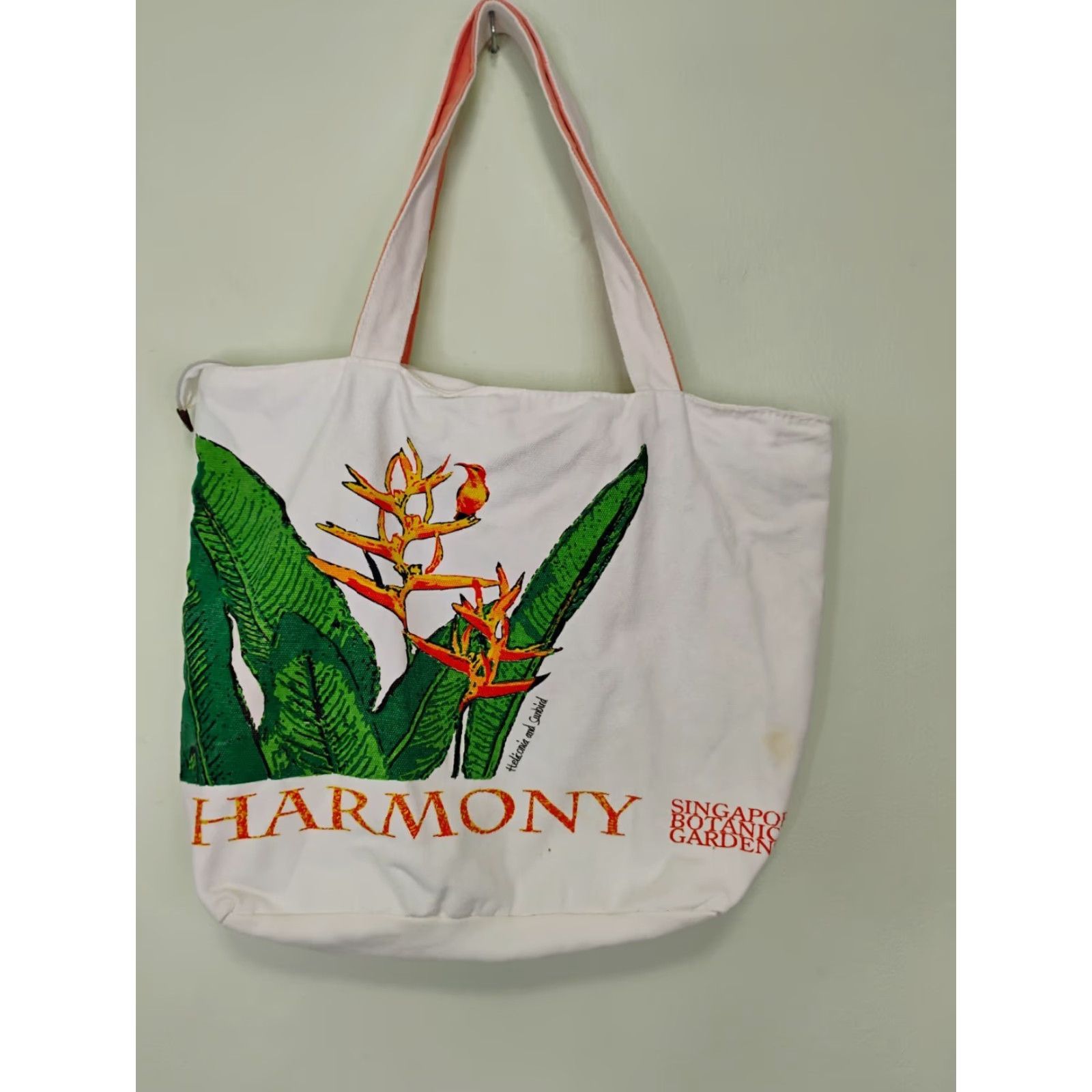 Harmony Harmony Singapore Botanical Garden Tote Bag Medium Canvas Zippered Lined Beige Women Size ONE SIZE - 2 Thumbnail