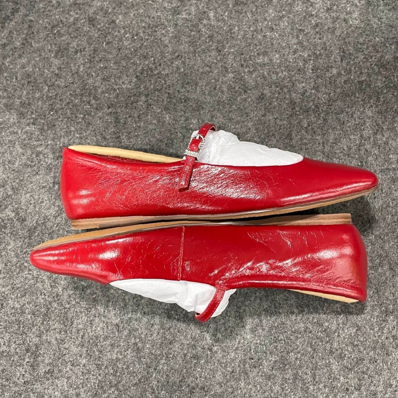 VINTAGE DOLCE VITA Women's Leather Ballet Flats Size Red