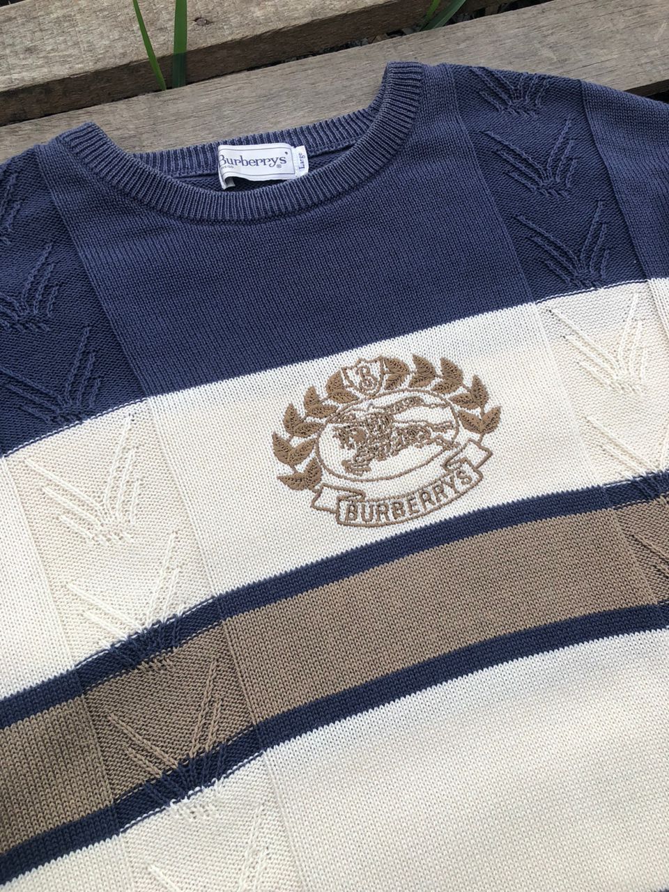 Burberry Vintage 90s Burberrys Big Logo Knit Sweaters Size US M / EU 48-50 / 2 - 6 Thumbnail