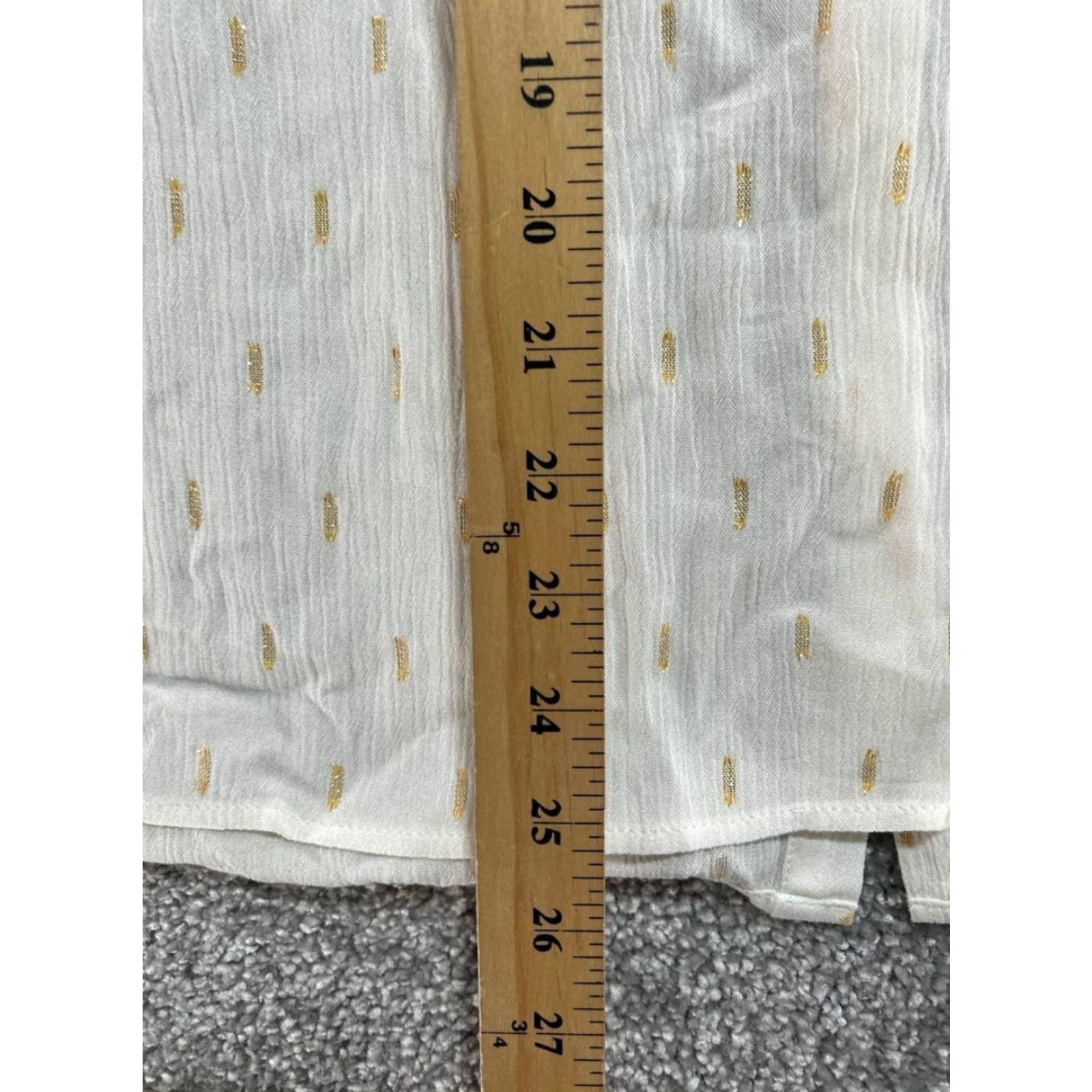 Loft Loft Blouse Top Womens Large Beige Metallic Vertical Dashed Smocked Detail New Size L / US 10 / IT 46 - 7 Thumbnail