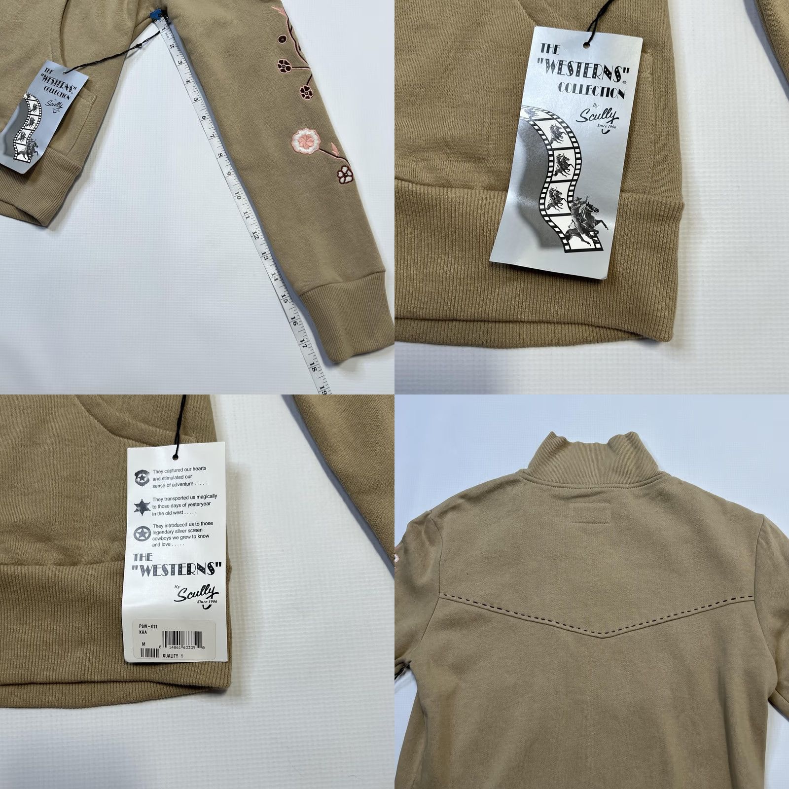 Scully Scully Jacket Womens Medium Khaki Floral Embroidered Zip Up Westerns Collection Cotton Jacket/Sweater? (Note: This needs correction) Size M / US 6-8 / IT 42-44 - 8 Thumbnail