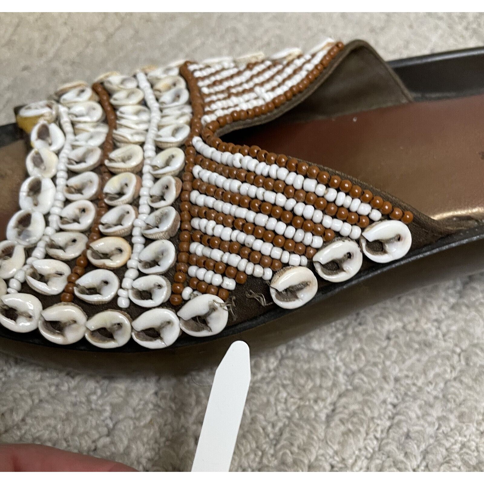 Robert Clergerie Robert Clergerie Brown White Shell Beaded Sandals Slides 9 Size US 9 / IT 39 - 7 Thumbnail