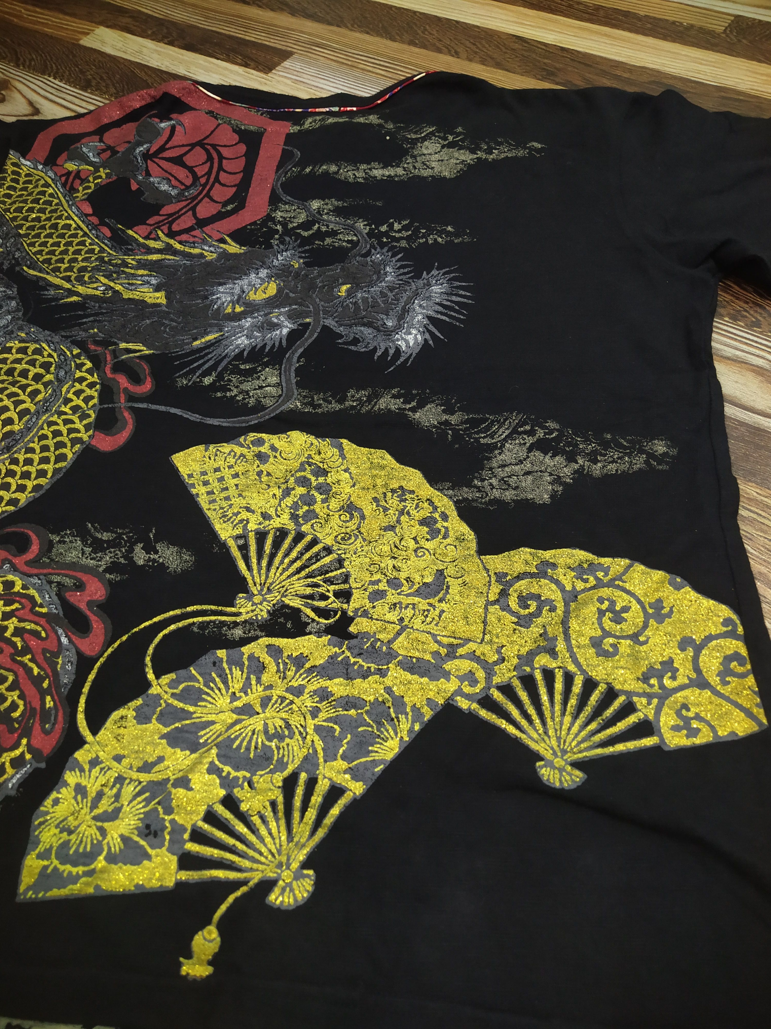Japanese Brand Vintage Japanese Dragon Graphic Wagara T-Shirt Kimono Print Size US L / EU 52-54 / 3 - 9 Thumbnail