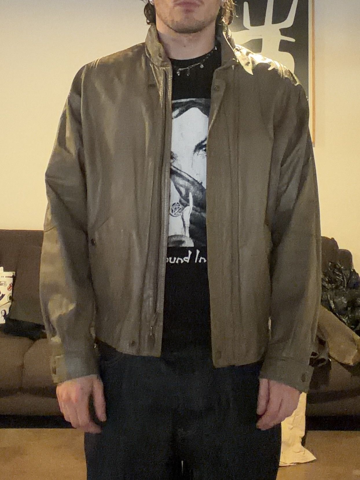 Vintage Vintage winning edge beige leather bomber jacket Size US L / EU 52-54 / 3 - 4 Thumbnail