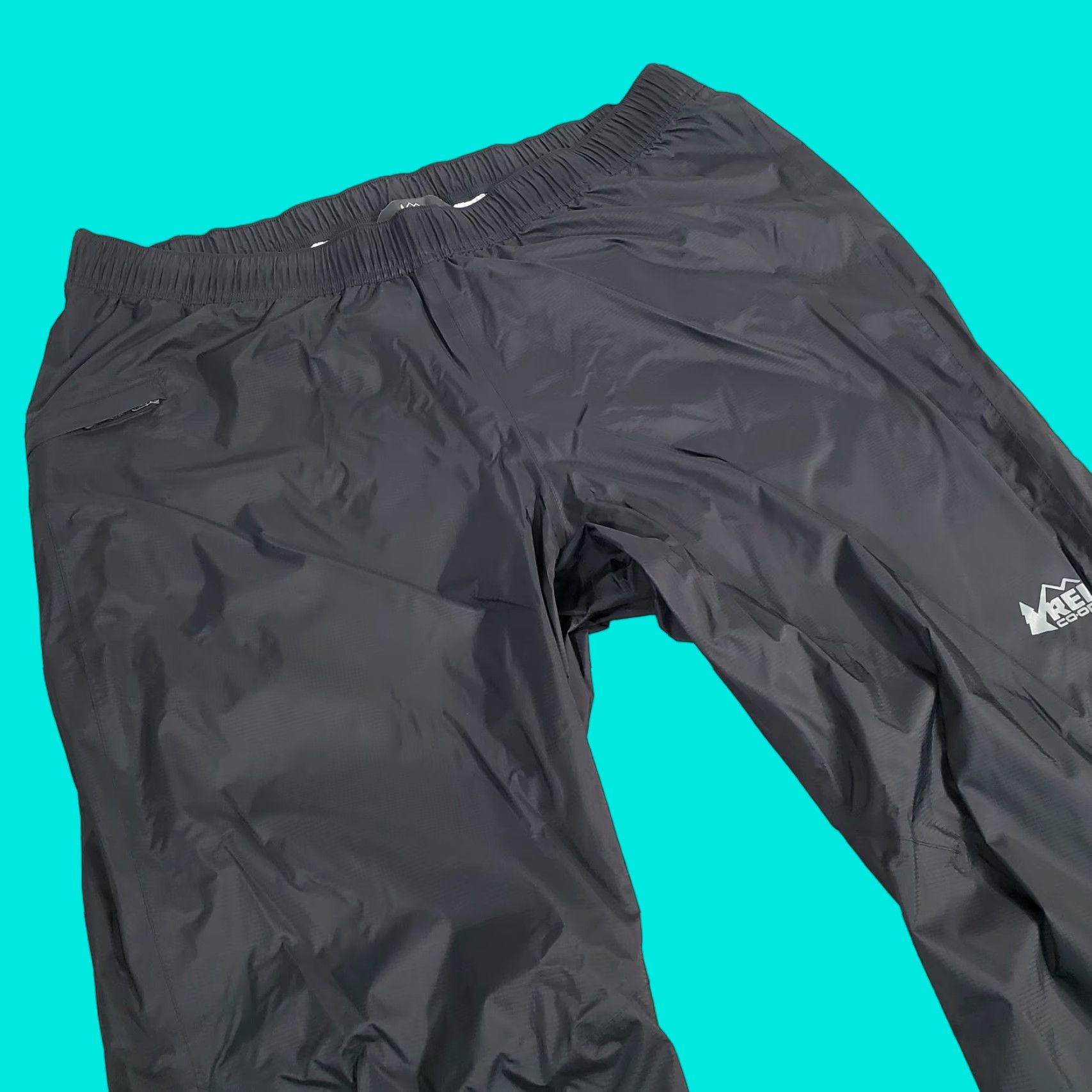 Vintage REI Co Op Waterproof Pants Mens XL Black Nylon Hiking Logo Windbreaker Pants Size US 36 / EU 52 - 1 Thumbnail