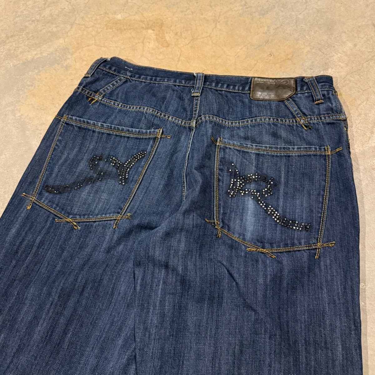 Rocawear Vtg 2000s Rocawear Crystal Embellished Faded Baggy Jeans Y2K Size US 38 / EU 54 - 3 Thumbnail