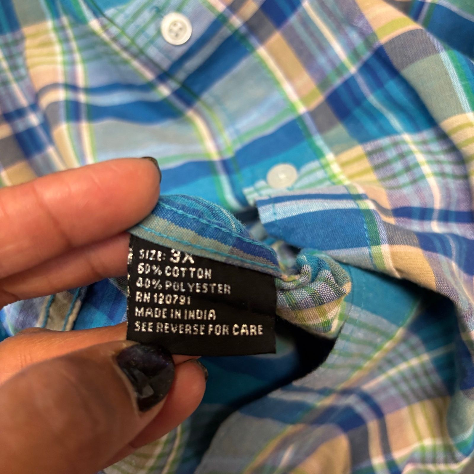 Other True Rock 3X Short Sleeve Plaid Button Shirt Blue Green Size US XXL / EU 58 / 5 - 7 Thumbnail