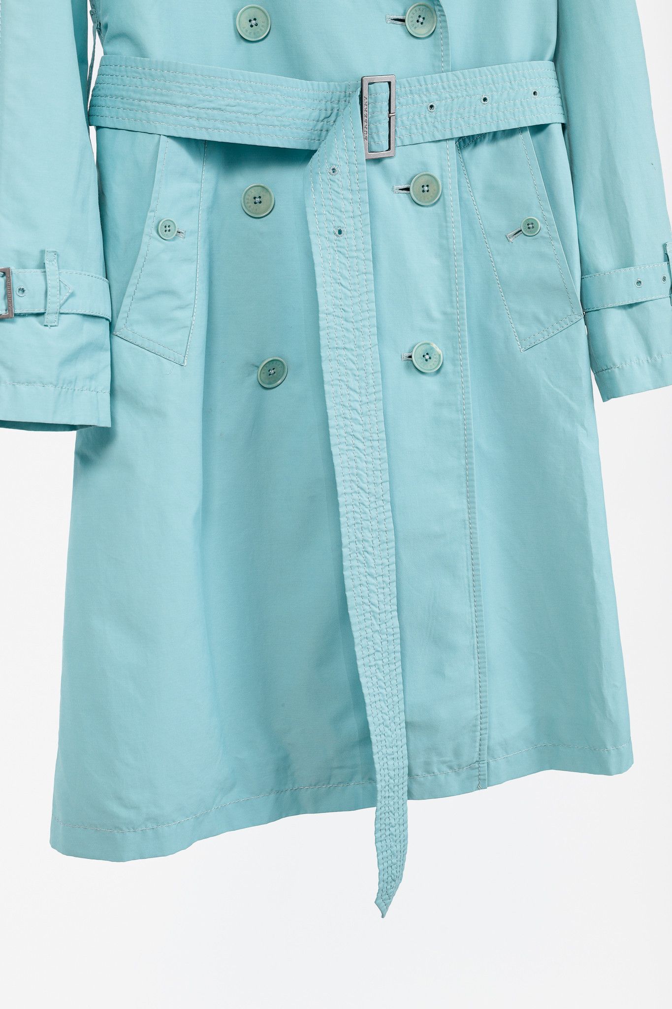 Burberry Burberry Turquoise Sateen Check-Undercollar Trench Coat Size M / US 6-8 / IT 42-44 - 8 Thumbnail