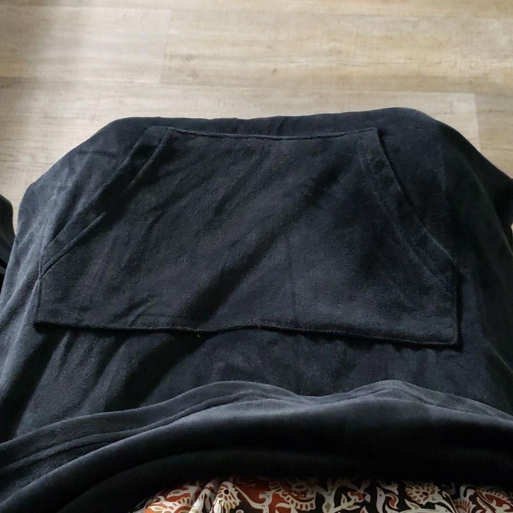 Designer CT1247a Black Velvet Fall Hoodie Lounge Ladies Top Size L / US 10 / IT 46 - 6 Thumbnail
