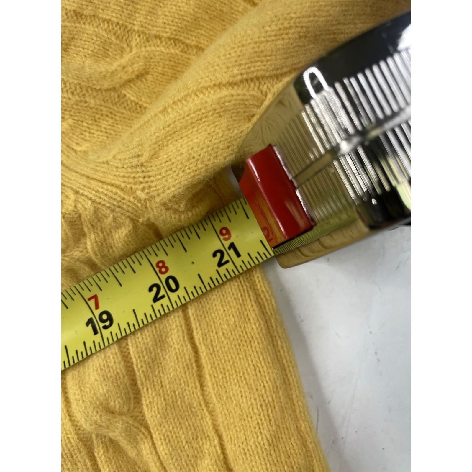 Brooks Brothers BROOKS BROTHERS 346 Cable Knit Sweater Womens L Yellow Crewneck Lambswool Cashmere 100% Wool Knit Pullover Regular All Seasons Size L / US 10 / IT 46 - 6 Thumbnail