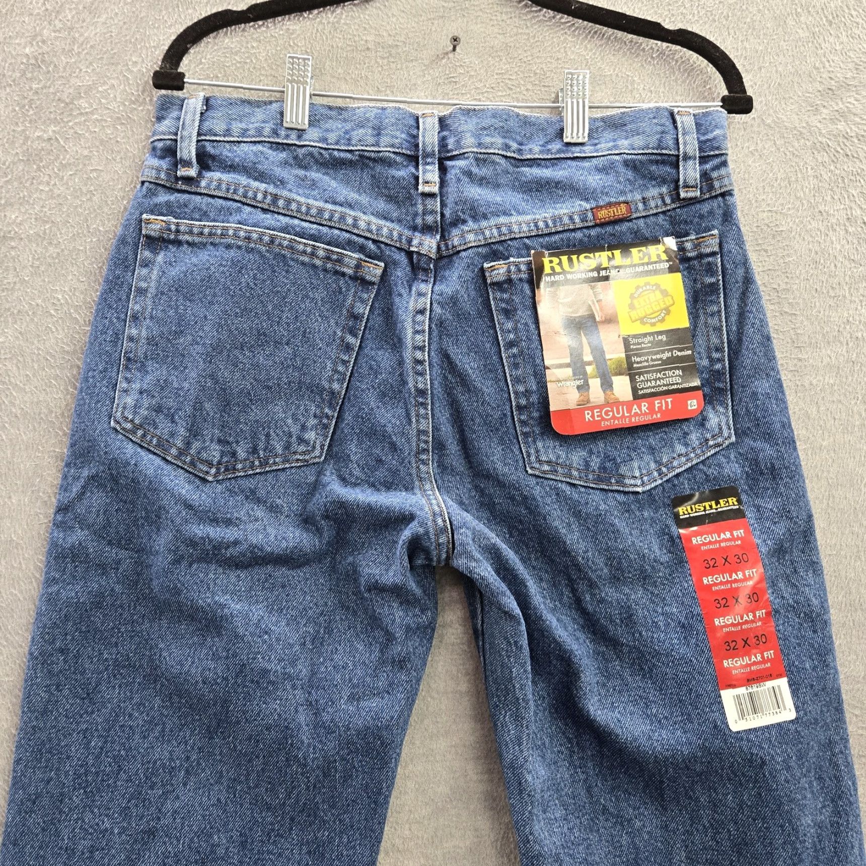 Rustler Men's Blue Denim Jeans 32x29 Regular Fit Straight Leg