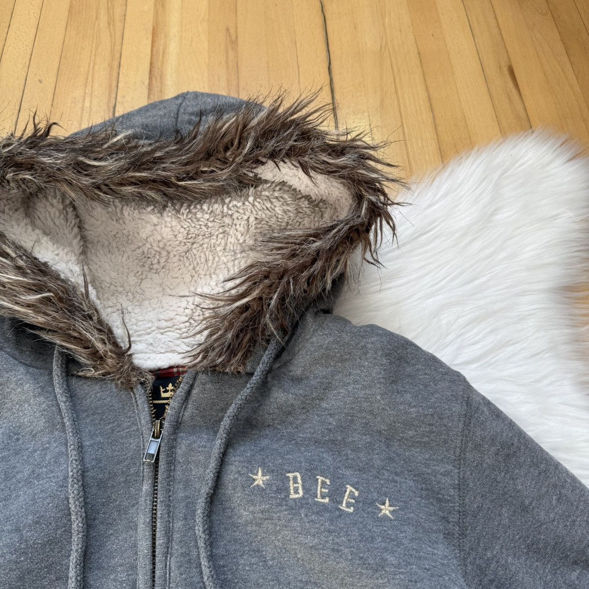 If Six Was Nine 📌 Crazy BizzBee Vintage Y2K Faux Fur Zip-Hoodie Size L / US 10 / IT 46 - 4 Thumbnail