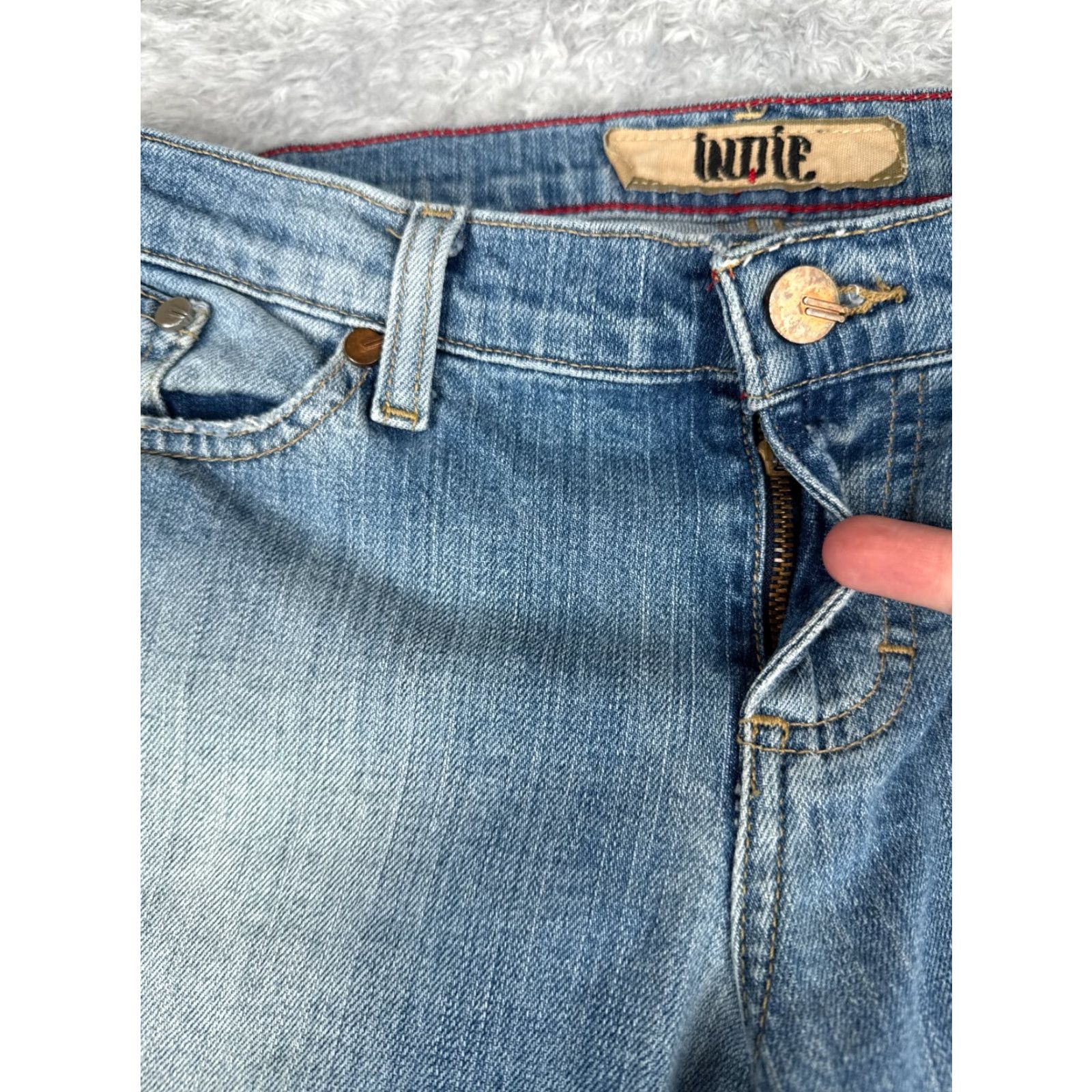 Vintage Vintage Shyanne Women's Flared Denim Pants 29 Blue Low Rise Distressed 33in Inseam Size 29" - 5 Thumbnail