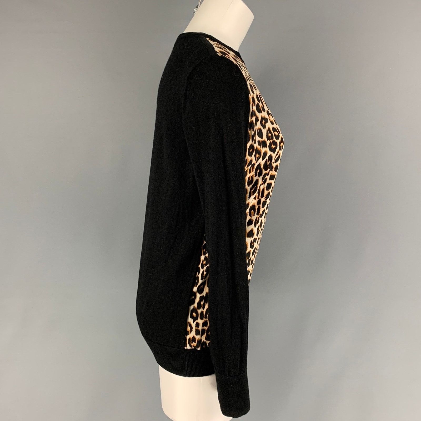 Equipment EQUIPMENT M Black Tan Wool Silk Leopard Crew-Neck Pullover Size M / US 6-8 / IT 42-44 - 2 Thumbnail