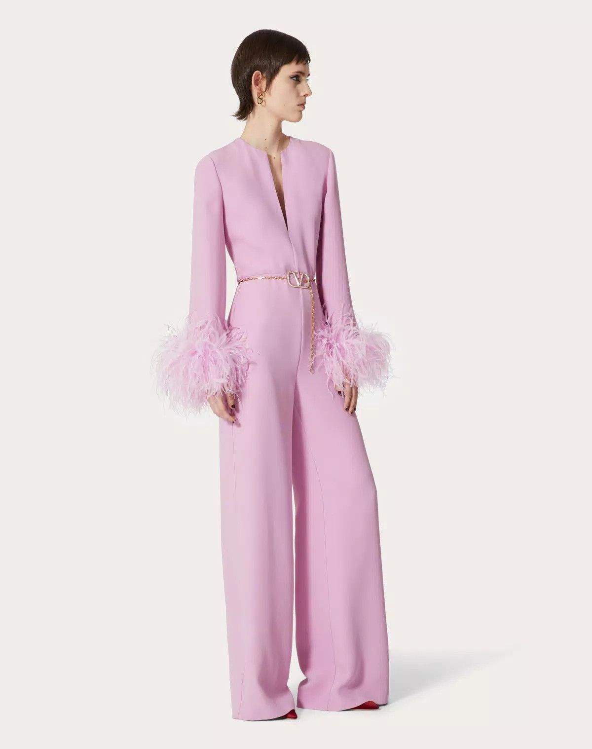 Valentino o1s1wg110625 Embroidered Cady Couture Jumpsuit in Pink Size 28" / US 6 / IT 42 - 3 Thumbnail