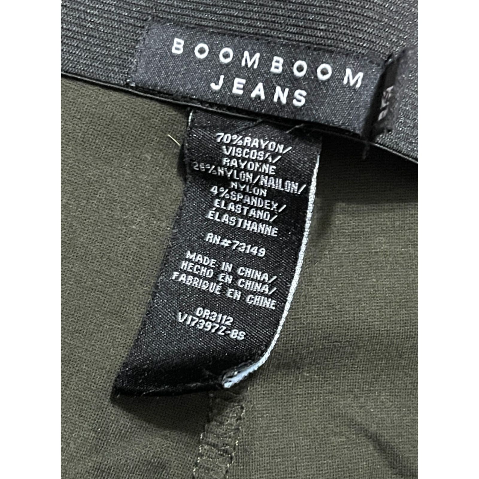 Vintage Boom Boom Jeans Pants Women's Large Black Green Pull On Stretchable Waist Skinny Ankle Casual Womens Size 36" / US 14 / IT 50 - 7 Thumbnail