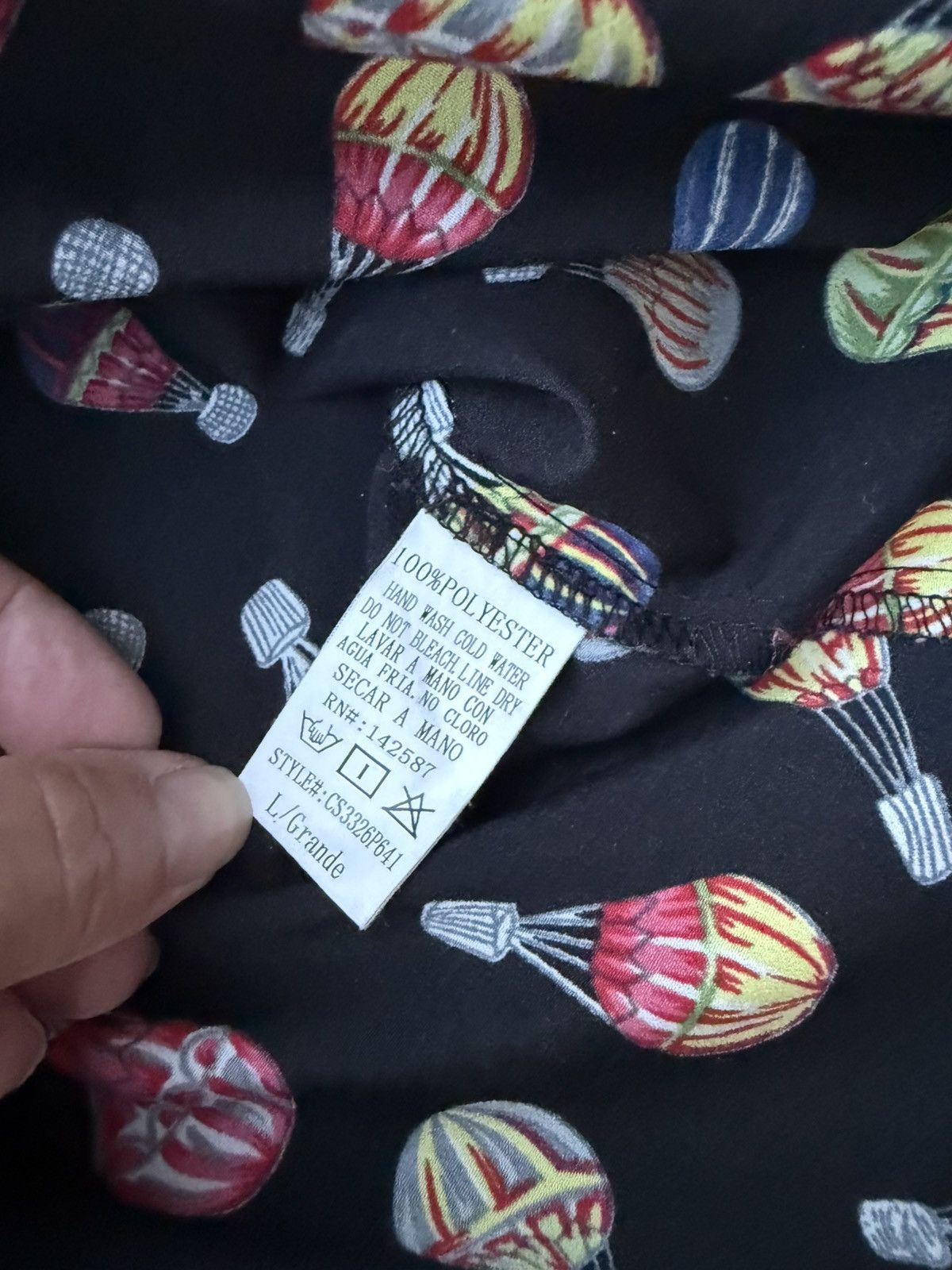 Other CALS Cal Style Hot Air Balloon Black Blouse Roll Tab Sleeve Size L / US 10 / IT 46 - 10 Thumbnail