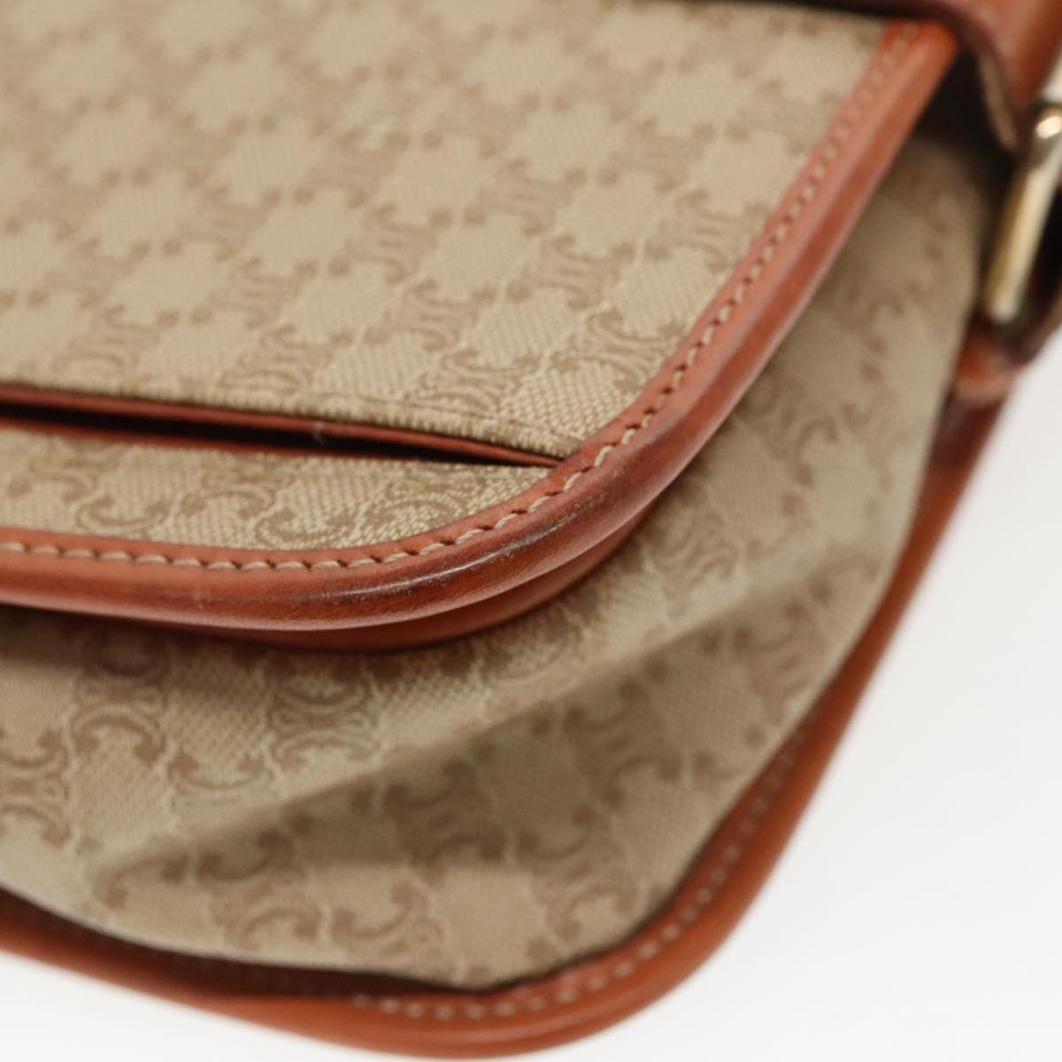 Celine CELINE Macadam Canvas Shoulder Bag Beige Gold Size ONE SIZE - 14 Thumbnail