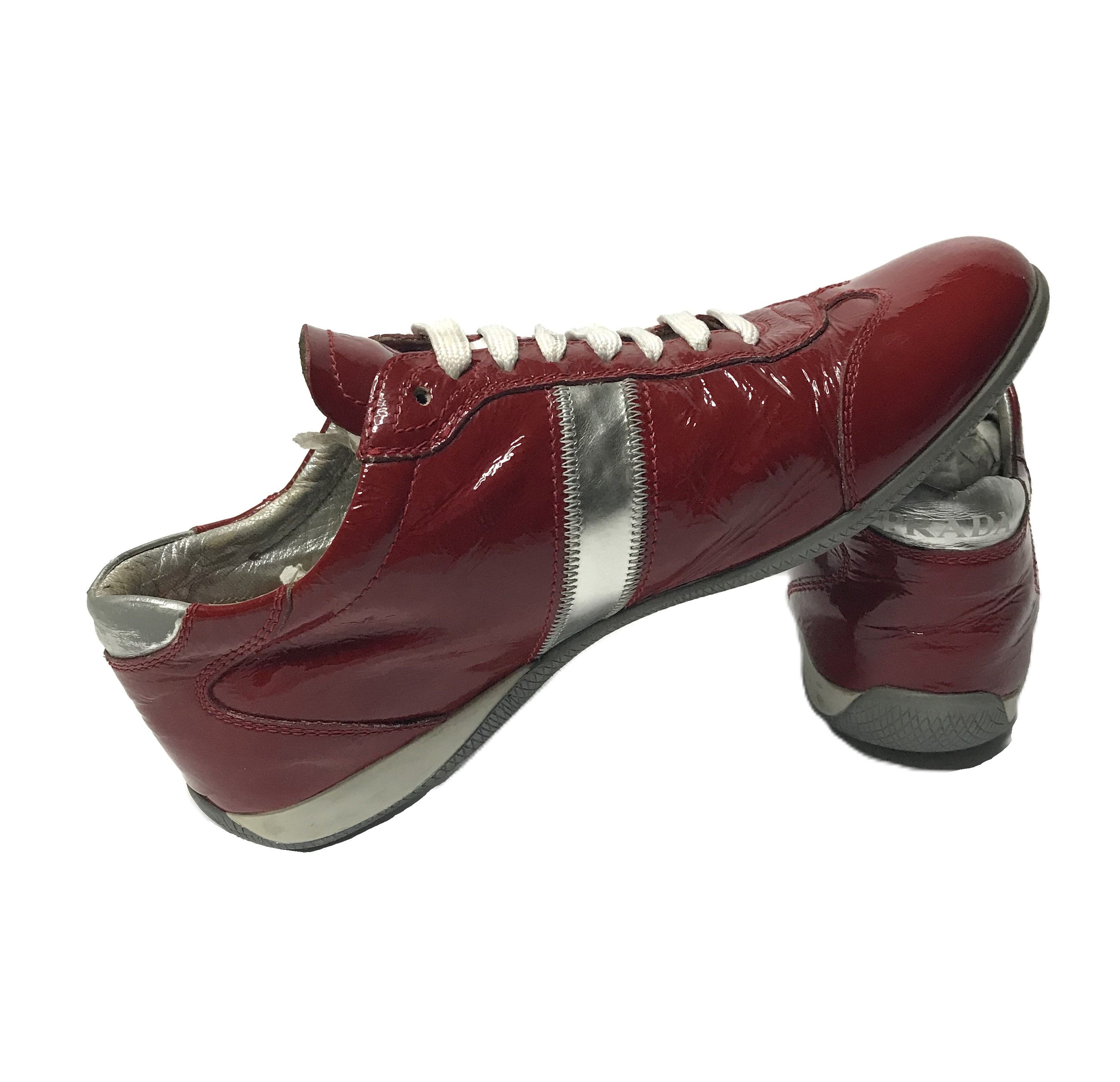 Prada Prada Womens Patent Leather Sneakers Sz 37 Red Size US 7.5 / IT 37.5 - 5 Thumbnail