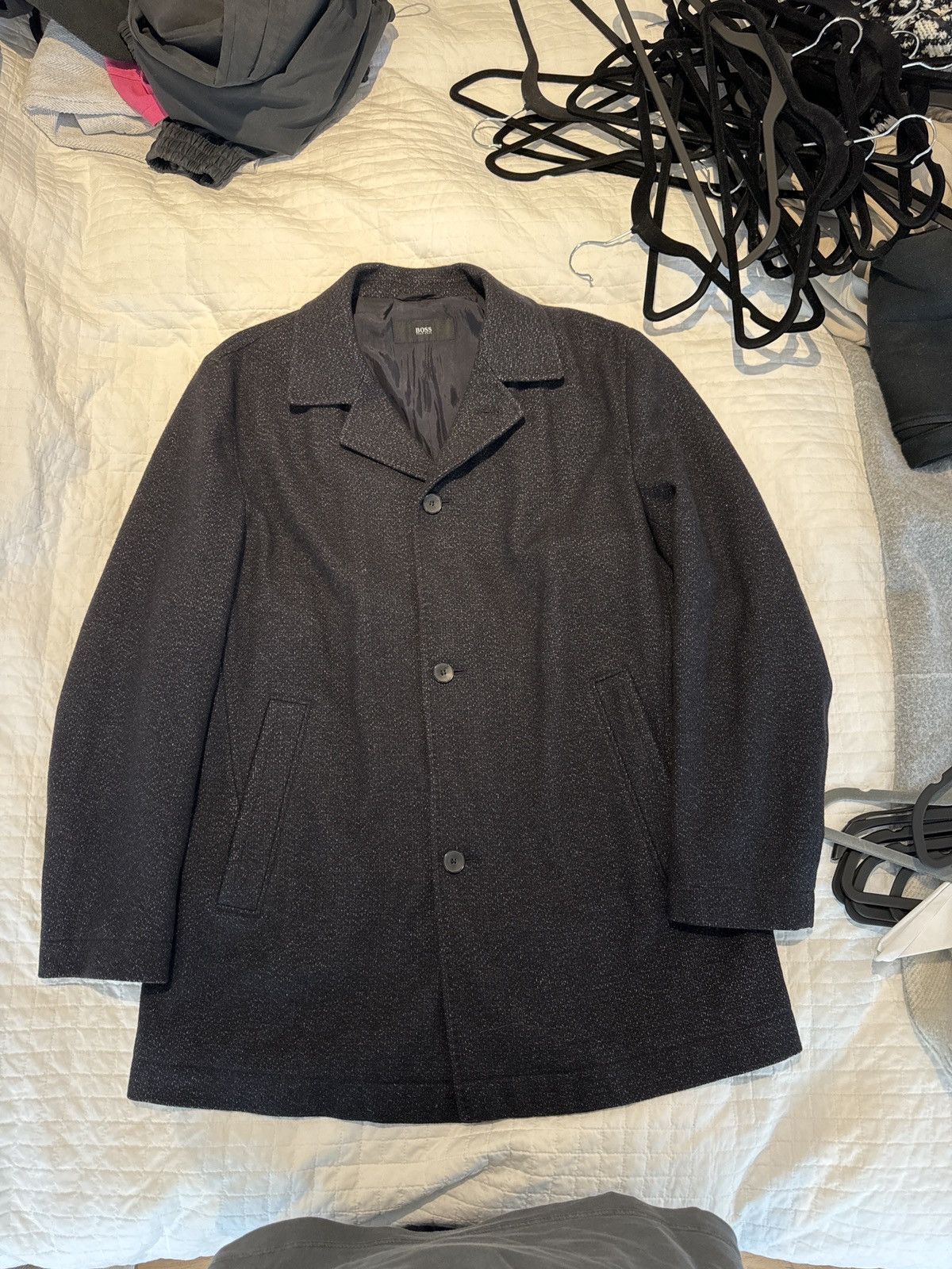 image of Hugo Boss Wool Coat Size 58 Xxl in Blue, Men's