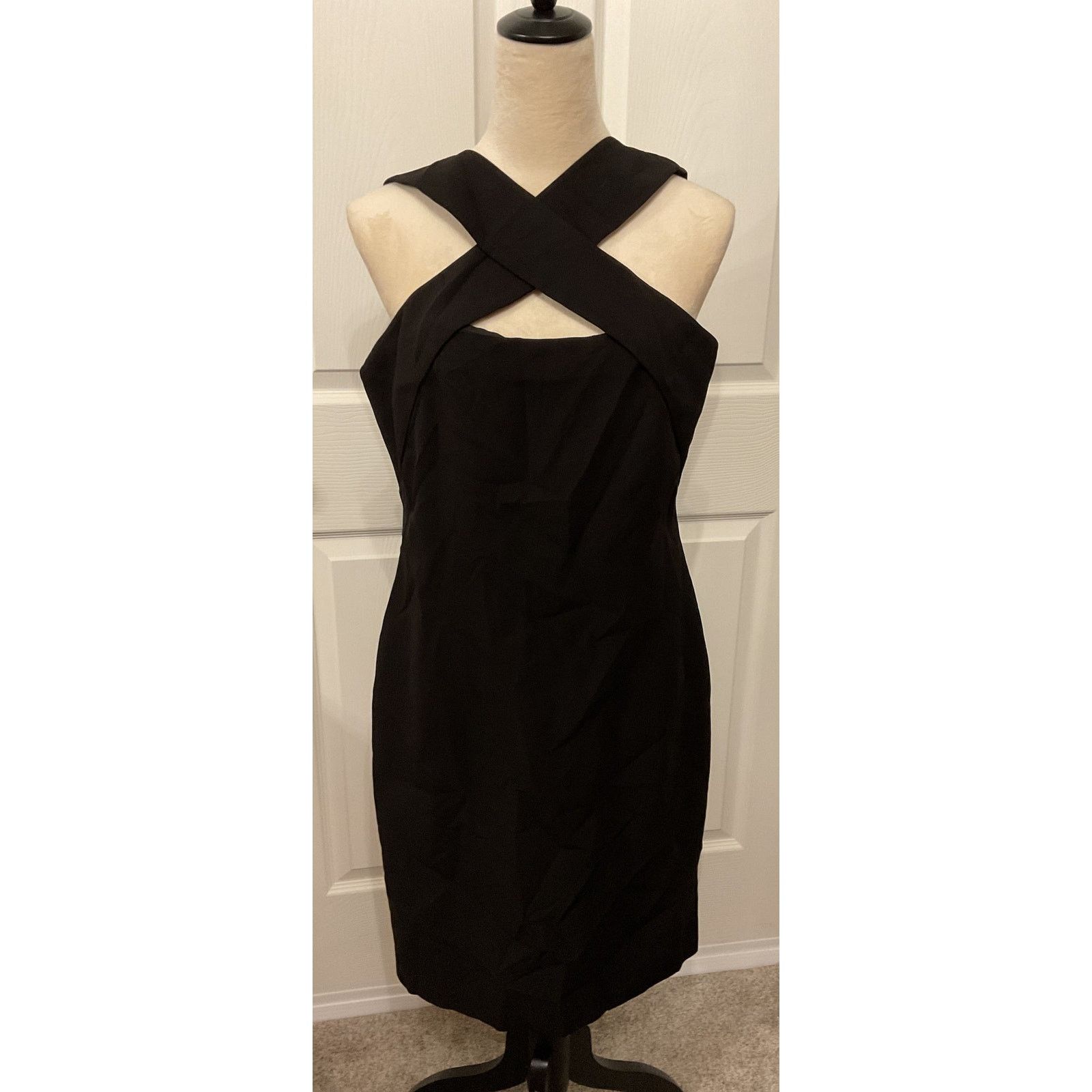Halston NWT Halston Andie Stretch Crepe Mini Dress in Jet Black, 12 Size XL / US 12-14 / IT 48-50 - 6 Thumbnail