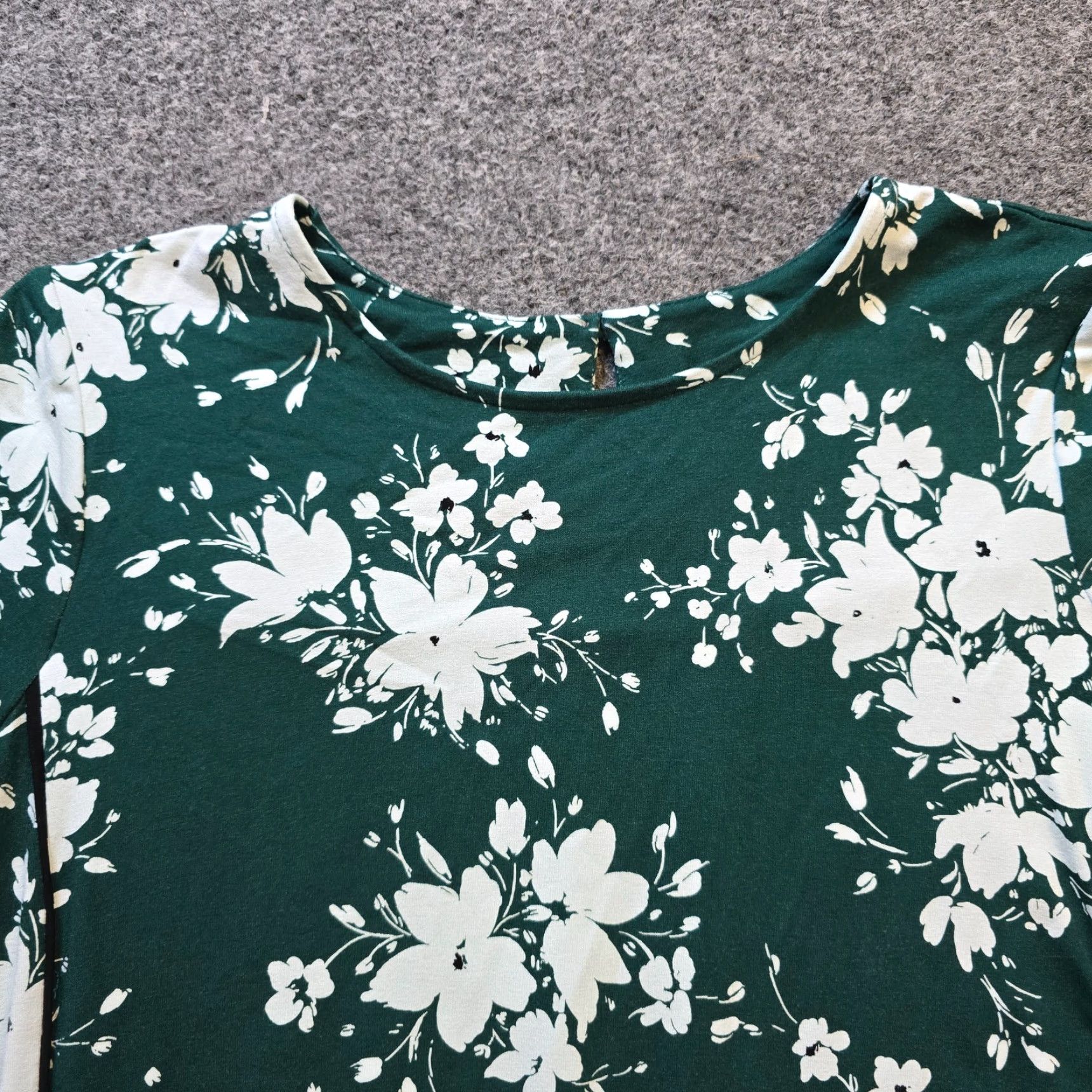 J. Jill J Jill Dress Women PS Green Floral Wearever A-Line Stretch Casual Short Sleeve Round Neck Petite Size S / US 4 / IT 40 - 2 Thumbnail