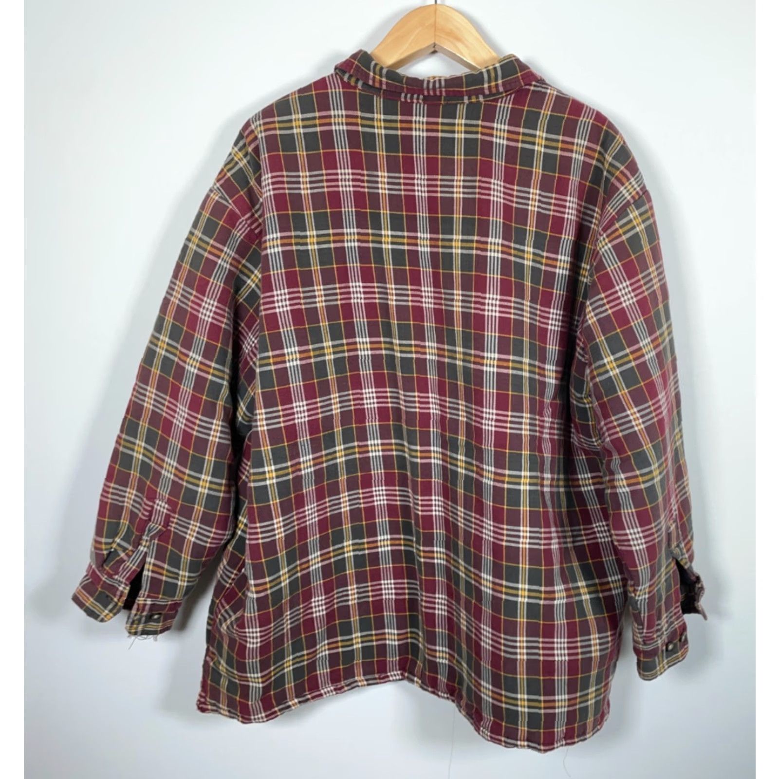 Vintage TownCraft Quilted Flannel Shirt Jacket Men's 3XL Dark Red Plaid Pattern Shacket Size US XXL / EU 58 / 5 - 2 Thumbnail