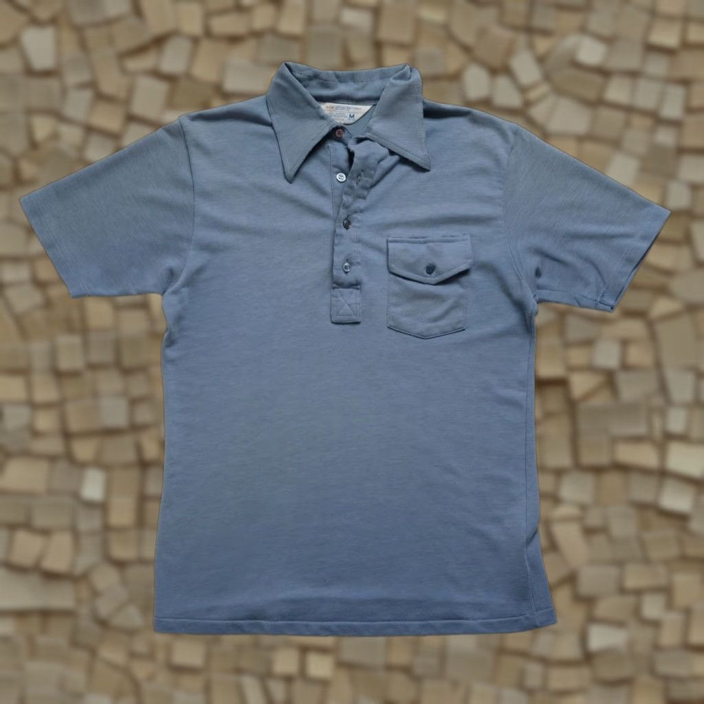 JCPenney VINTAGE JC PENNEY Big Collar Blue Polo Casual Pocket T Shirt M USA Made 70s Disco Mens Size US M / EU 48-50 / 2 - 1 Thumbnail