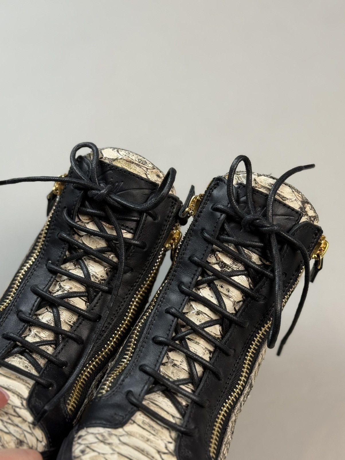 Giuseppe Zanotti Zanotti Python Embossed Leather Coby High Top Sneakers Shoes Size US 8.5 / IT 38.5 - 21 Thumbnail