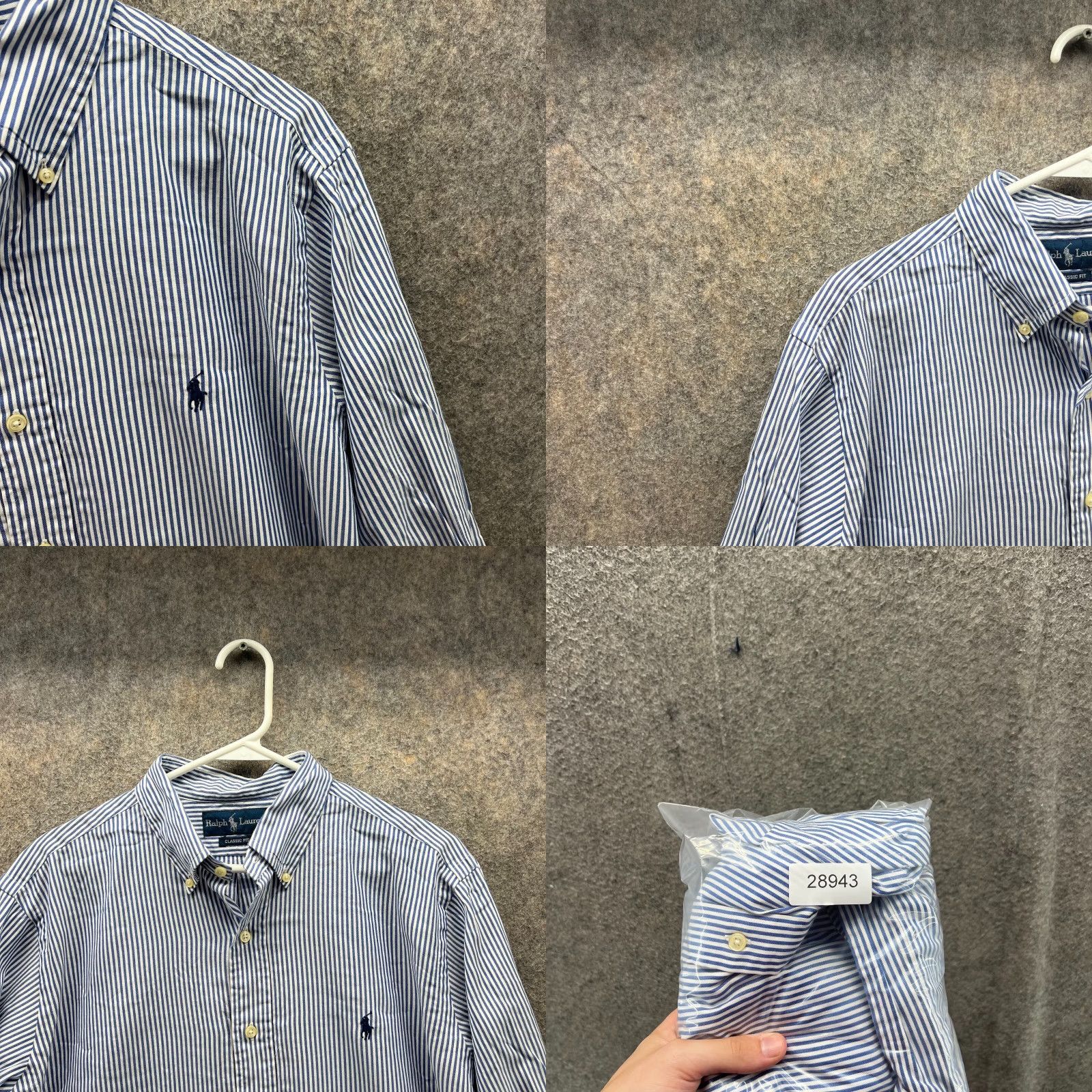 Ralph Lauren VINTAGE Ralph Lauren Shirt Mens 16.5 Blue Stripes Button Up Classic Oxford Pony Size US XL / EU 56 / 4 - 8 Thumbnail