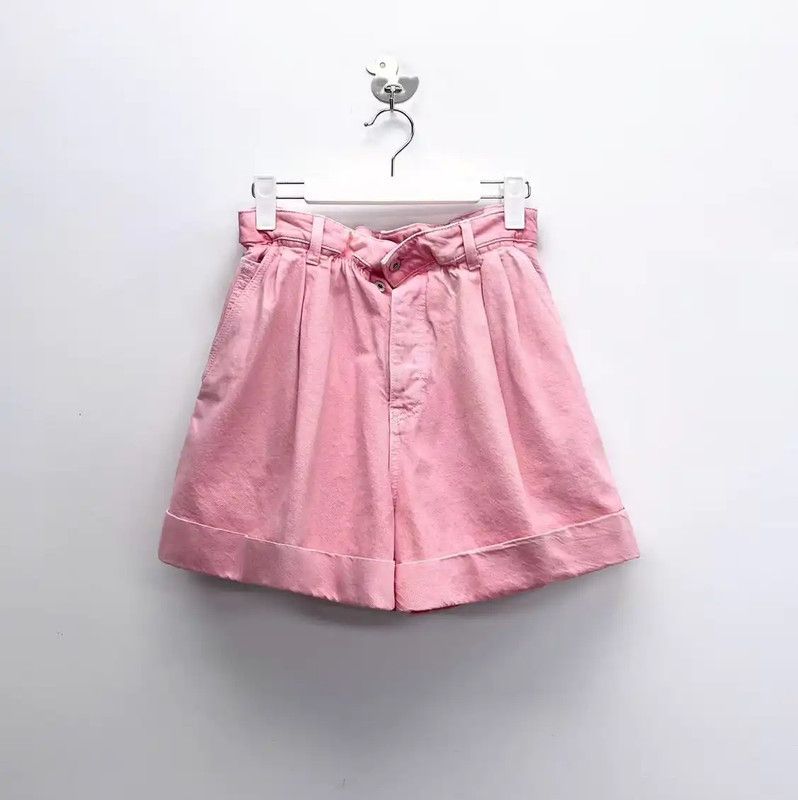 Miu Miu Miu Miu Pink Denim Logo Women's Shorts 0089 Size 23" - 1 Thumbnail