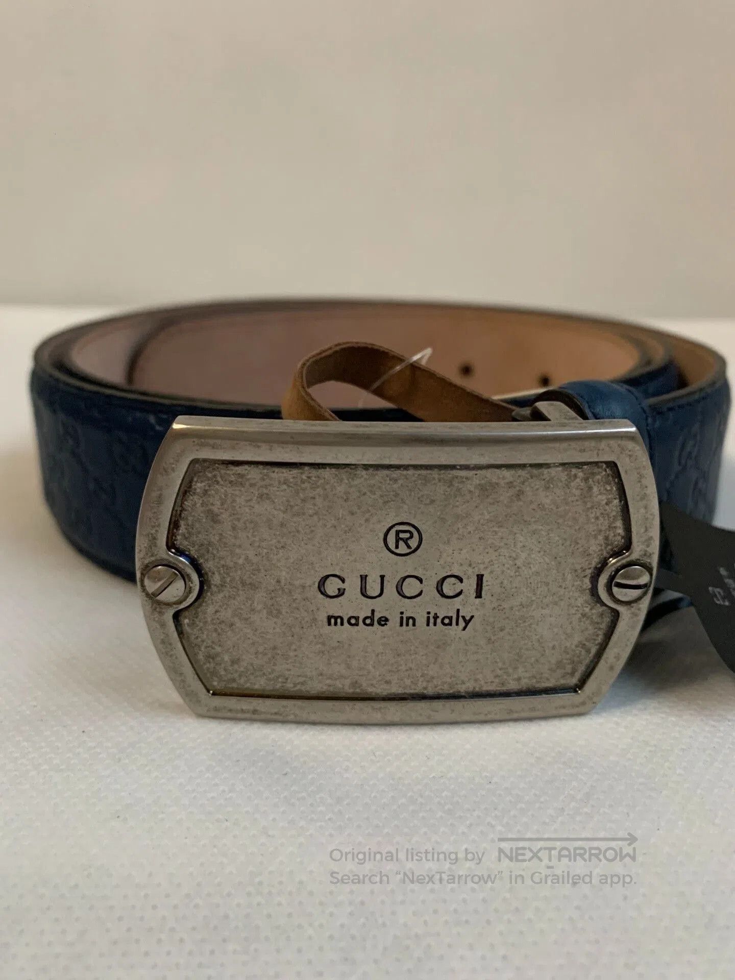 Gucci Gucci Blue Leather Belt. Size ONE SIZE - 1 Thumbnail