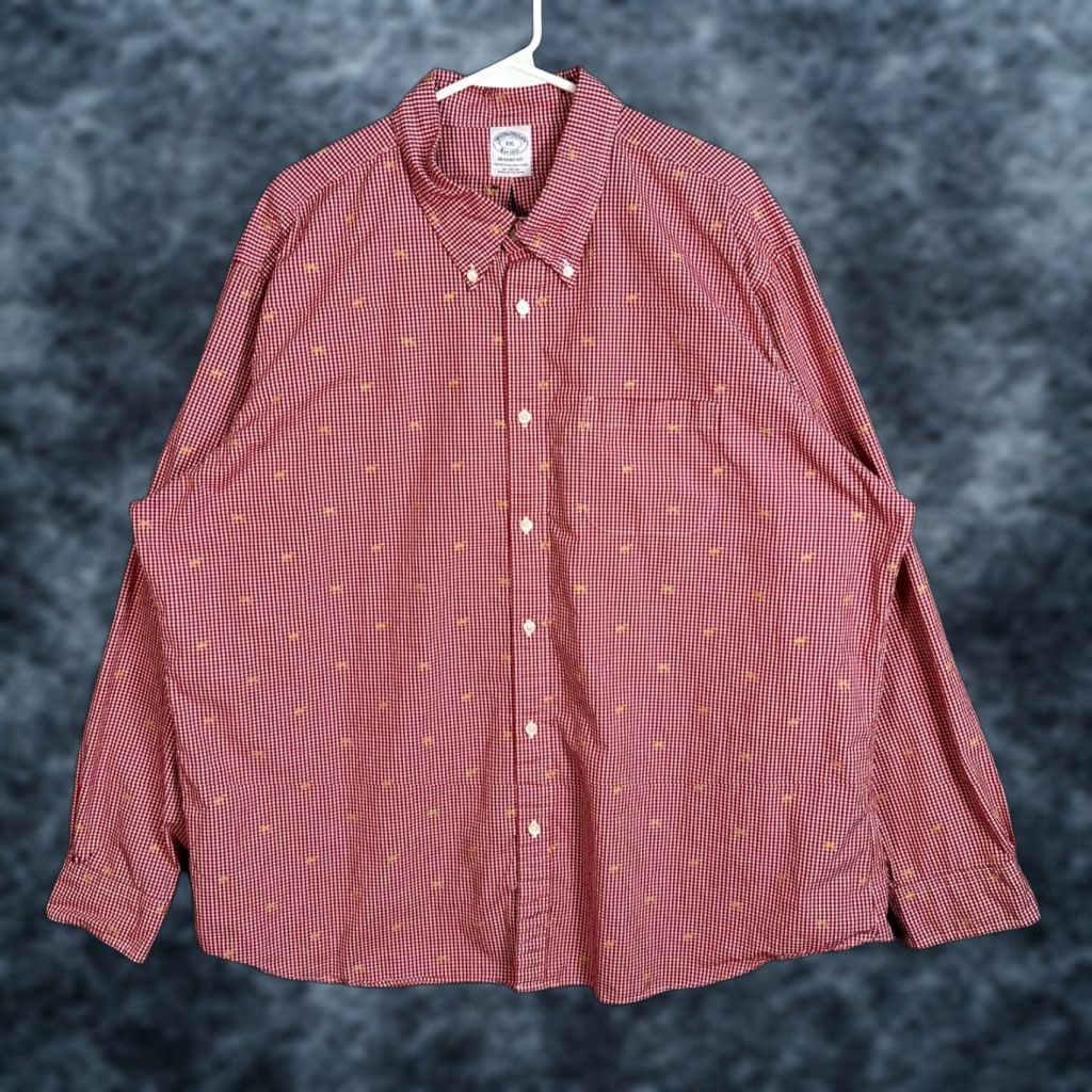 Brooks Brothers Brooks Brothers Red Gingham Regent Fit XXL Long Sleeve Shirt Dog Embroidery Size US XXL / EU 58 / 5 - 1 Thumbnail