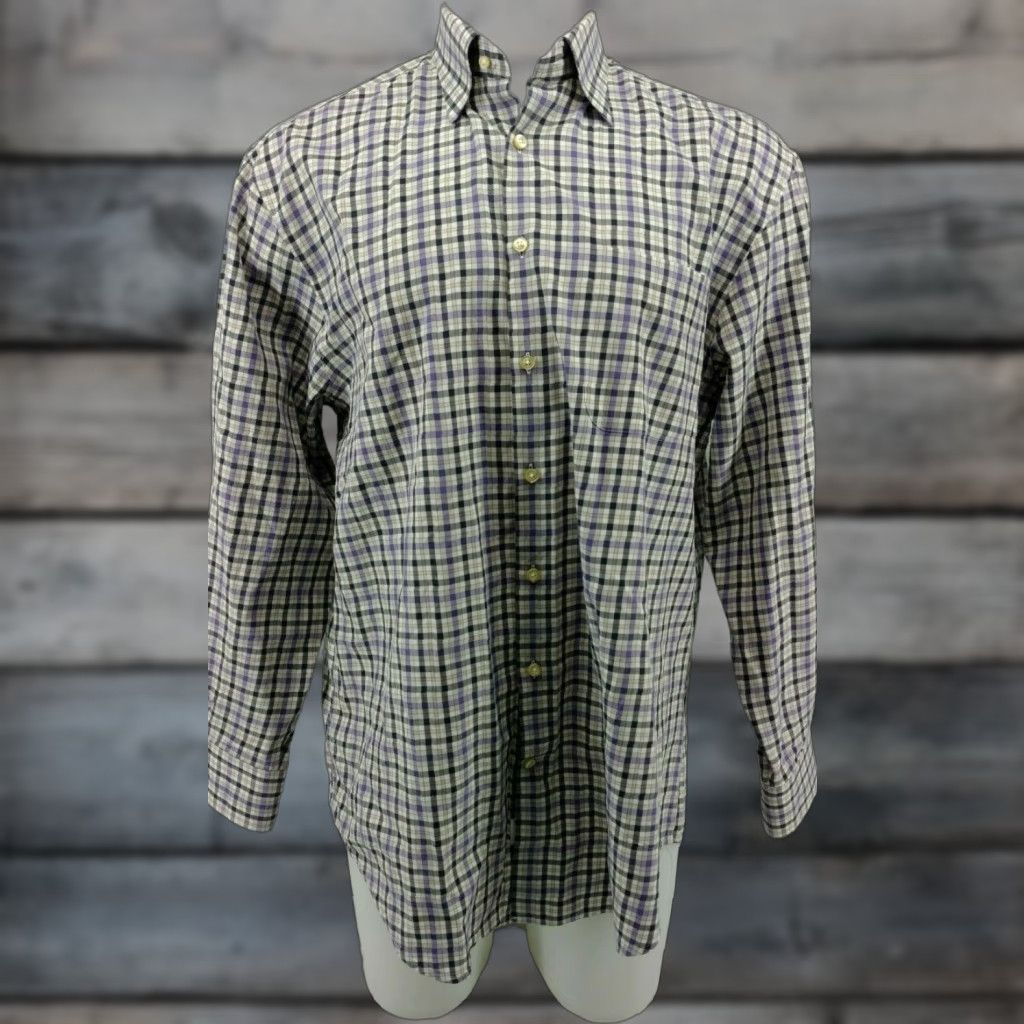 Peter Millar Peter Millar Mens Purple Plaid Button Front Long Sleeve Casual Shirt Large Size US L / EU 52-54 / 3 - 1 Thumbnail