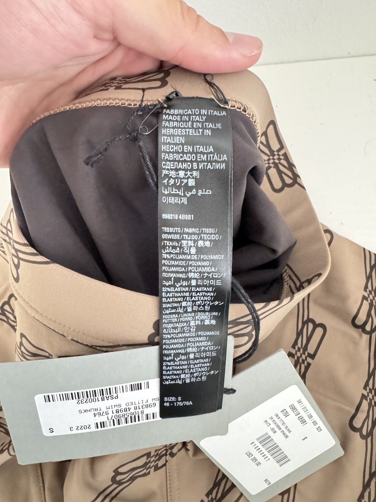 Balenciaga Balenciaga BB Monogram Swim Trunks Beige/Black SZ S Size US 31 - 6 Thumbnail