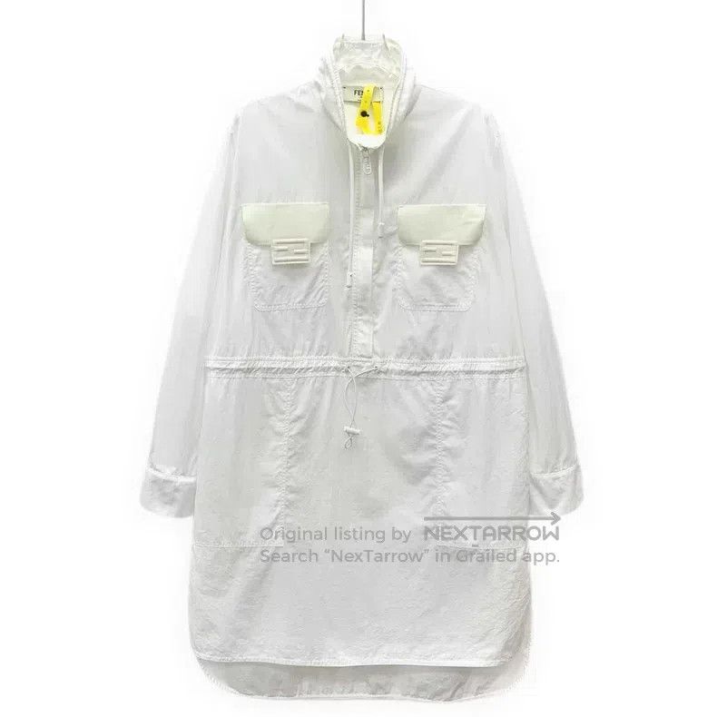Fendi Fendi White Pocket Logo Relief Cotton Drawstring Waist Lon Size XS / US 0-2 / IT 36-38 - 1 Thumbnail