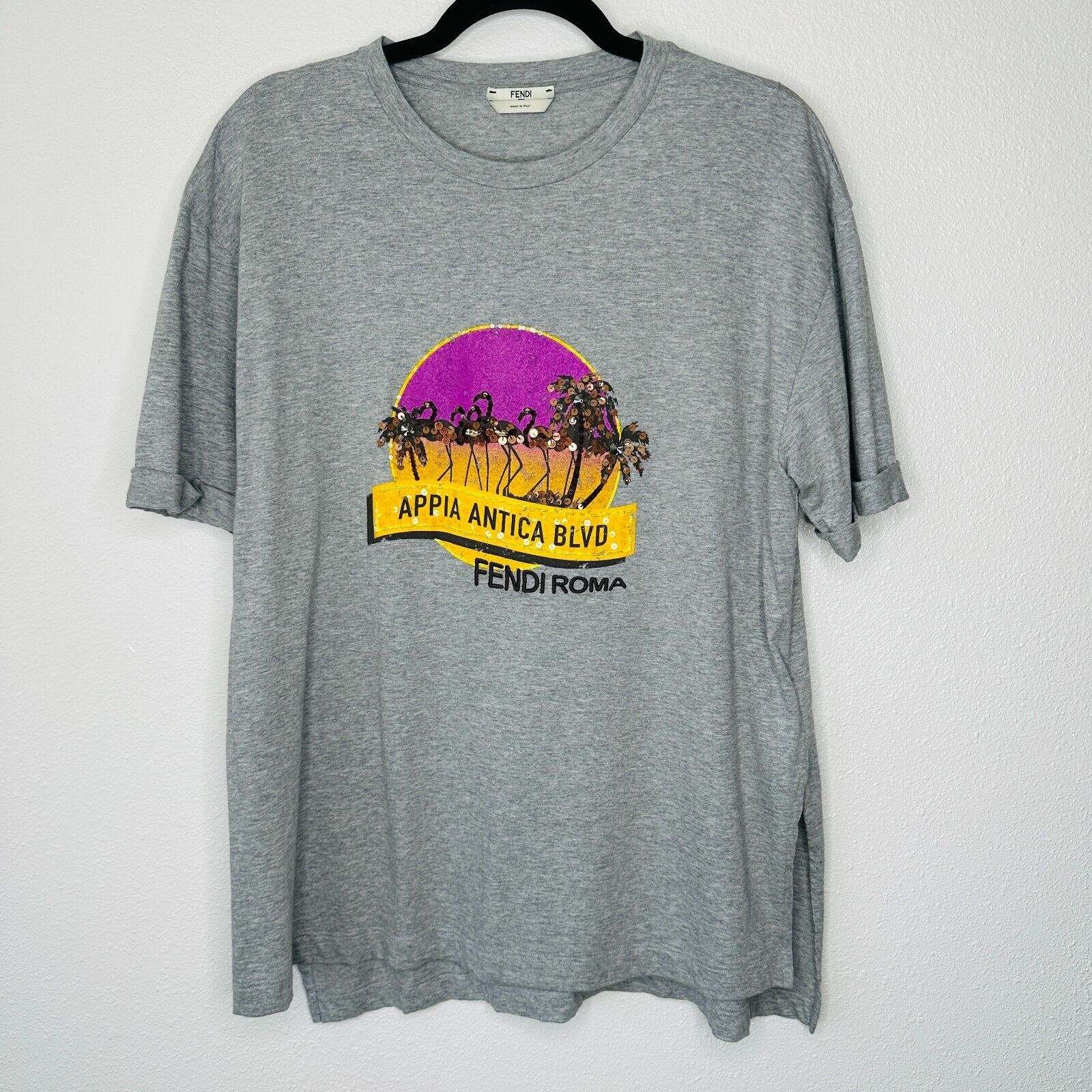 Fendi Fendi Gray Appia Antica Blvd Fendi Roma Tee Bead Sequin L Size L / US 10 / IT 46 - 2 Thumbnail