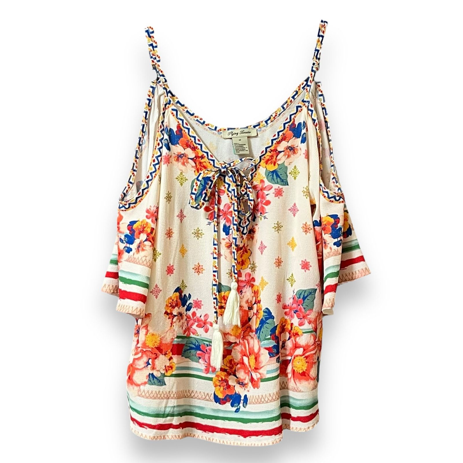 Other Flying Tomato boho summer floral cold shoulder cutouts top Size M / US 6-8 / IT 42-44 - 2 Thumbnail
