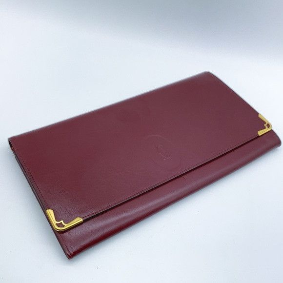 Cartier Cartier Les Must de Cartier Burgundy Leather Calfskin Clutch Size ONE SIZE - 4 Thumbnail