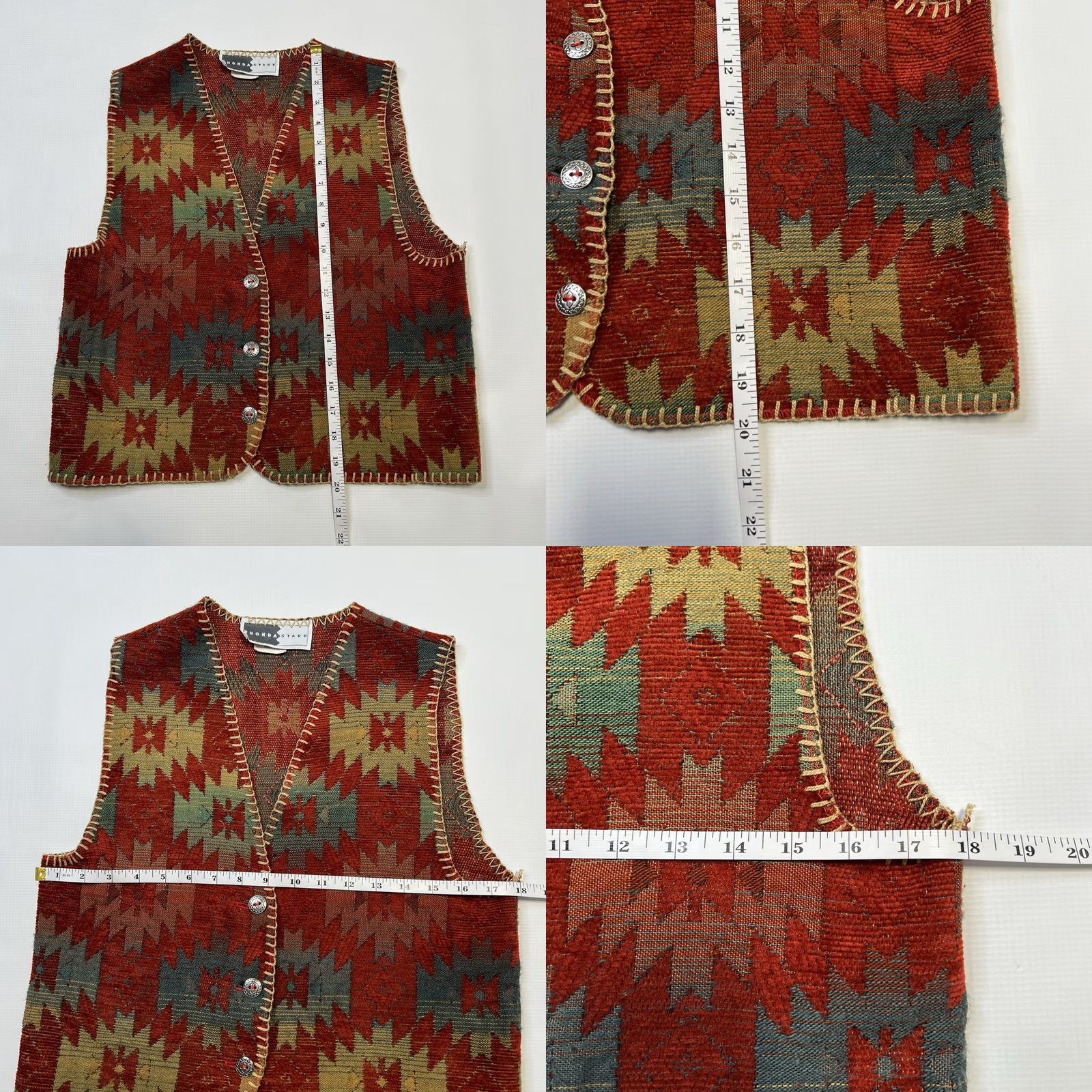 Honda Rhonda Stark Vest Women’s Small Southwestern Aztec Tribal Button Front Casual Western Cowgirl Size S / US 4 / IT 40 - 8 Thumbnail