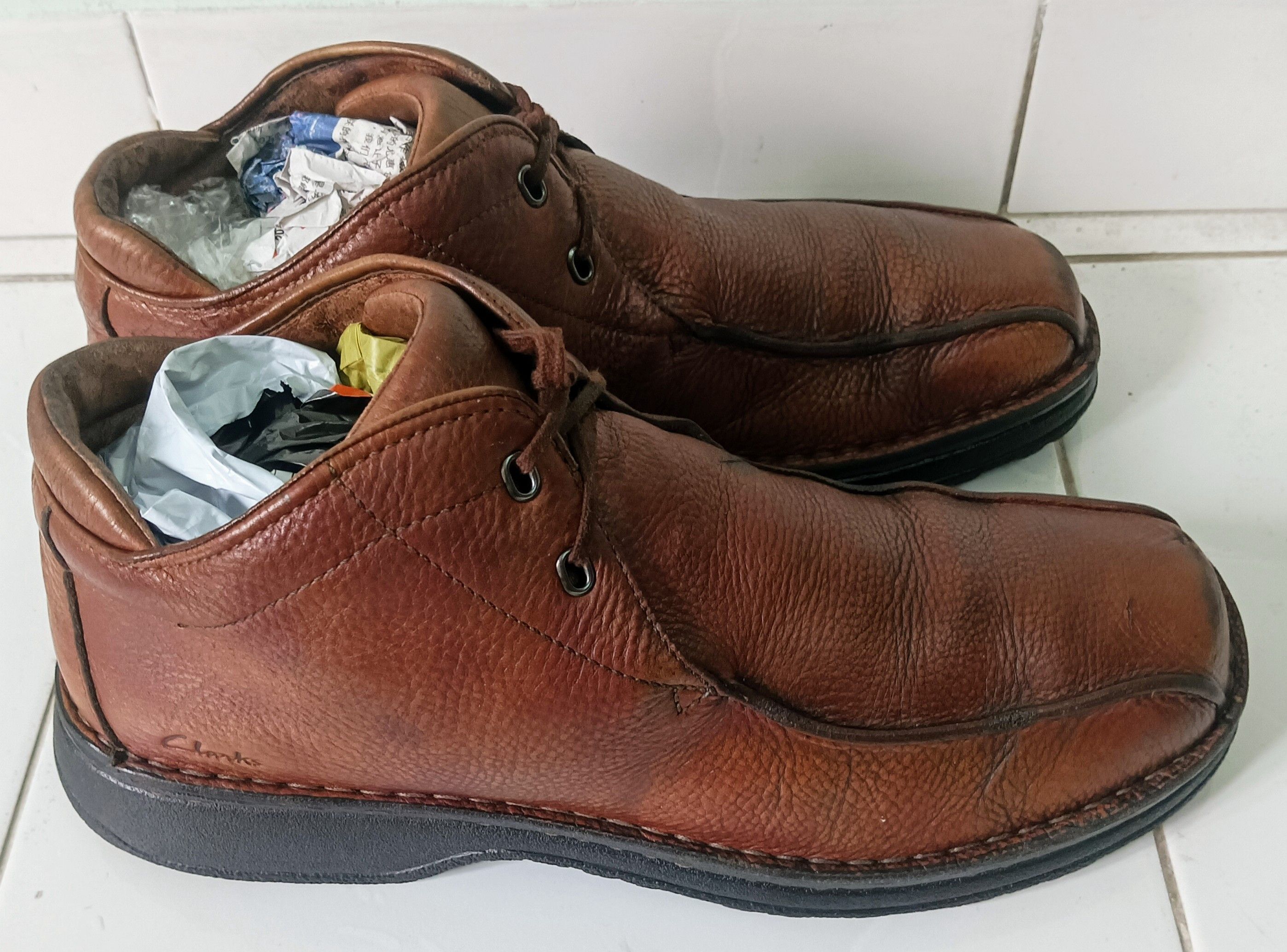 Clarks × Leather × Vintage Clarks 30084 Chukka Brown Leather Ankle Boots Active Air Size US 10.5 / EU 43-44 - 5 Thumbnail