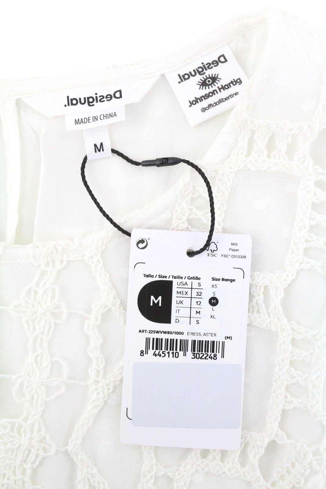 Desigual ASTER M White Embroidered Belted Dress 89016 Size M / US 6-8 / IT 42-44 - 7 Thumbnail