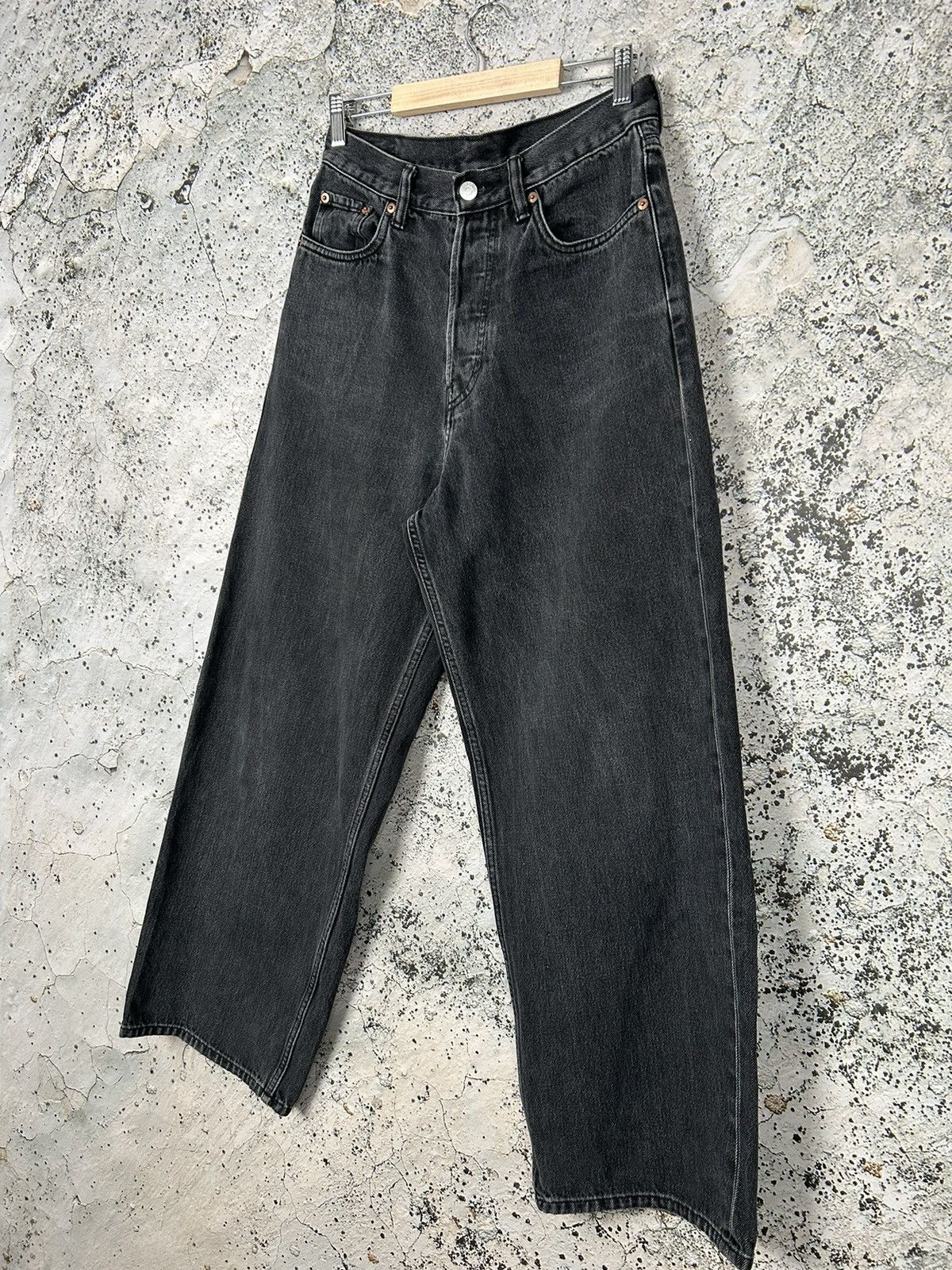 Vintage Weekday Astro Loose Baggy Jeans Denim Washed Black Rare Size US 27 - 3 Thumbnail