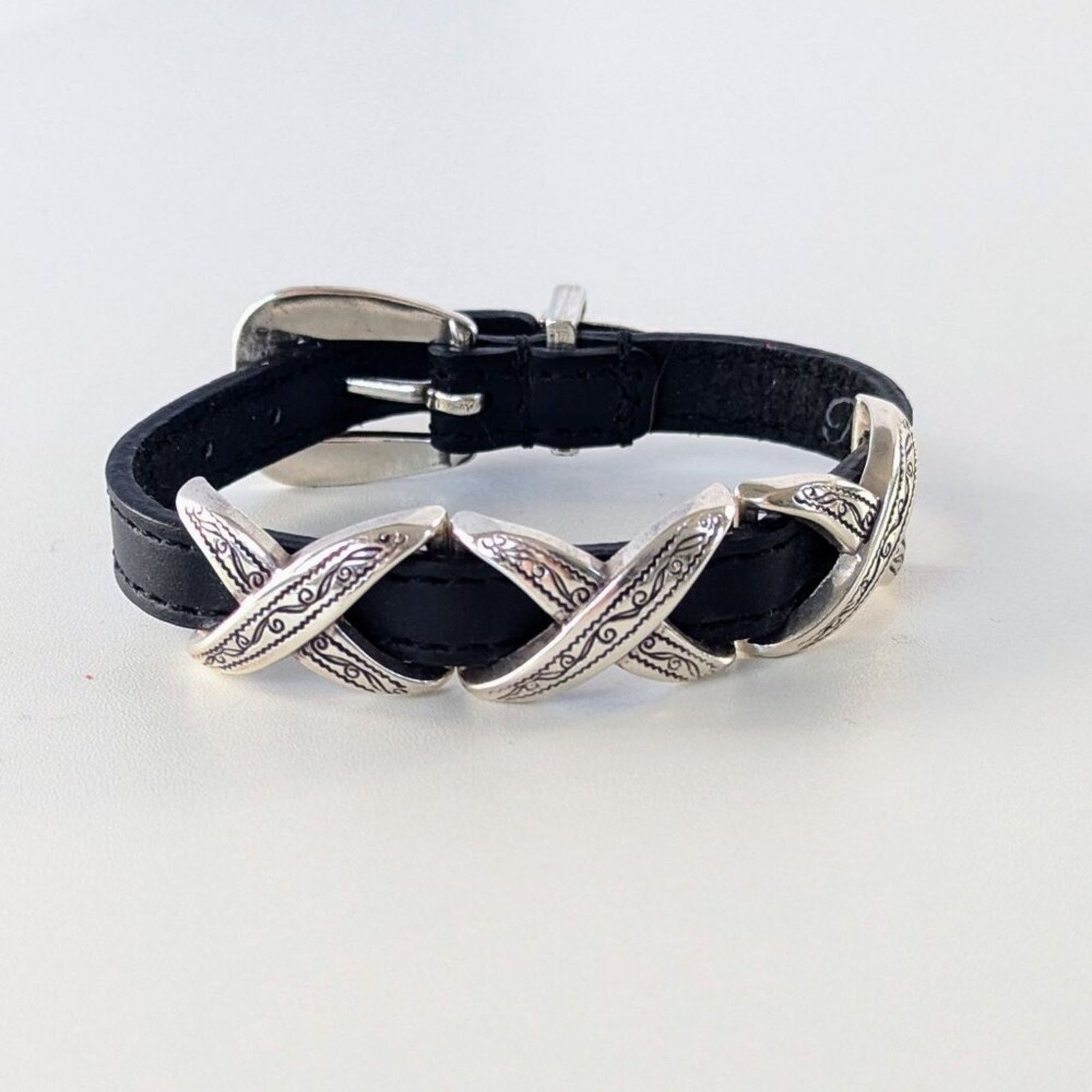 Brighton Brighton Black Kriss Kross Etched Bandit Bracelet Leather Size ONE SIZE - 1 Thumbnail