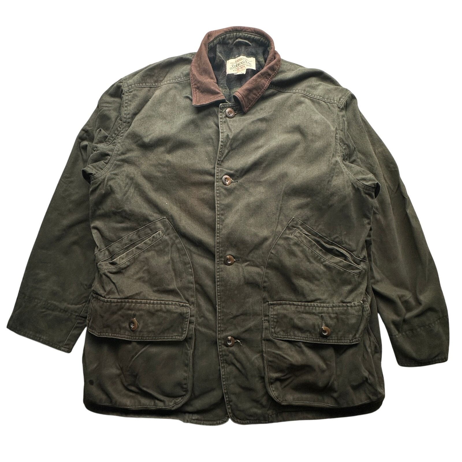 Vintage St Johns Bay Flannel Plaid Chore Field Coat Mens L