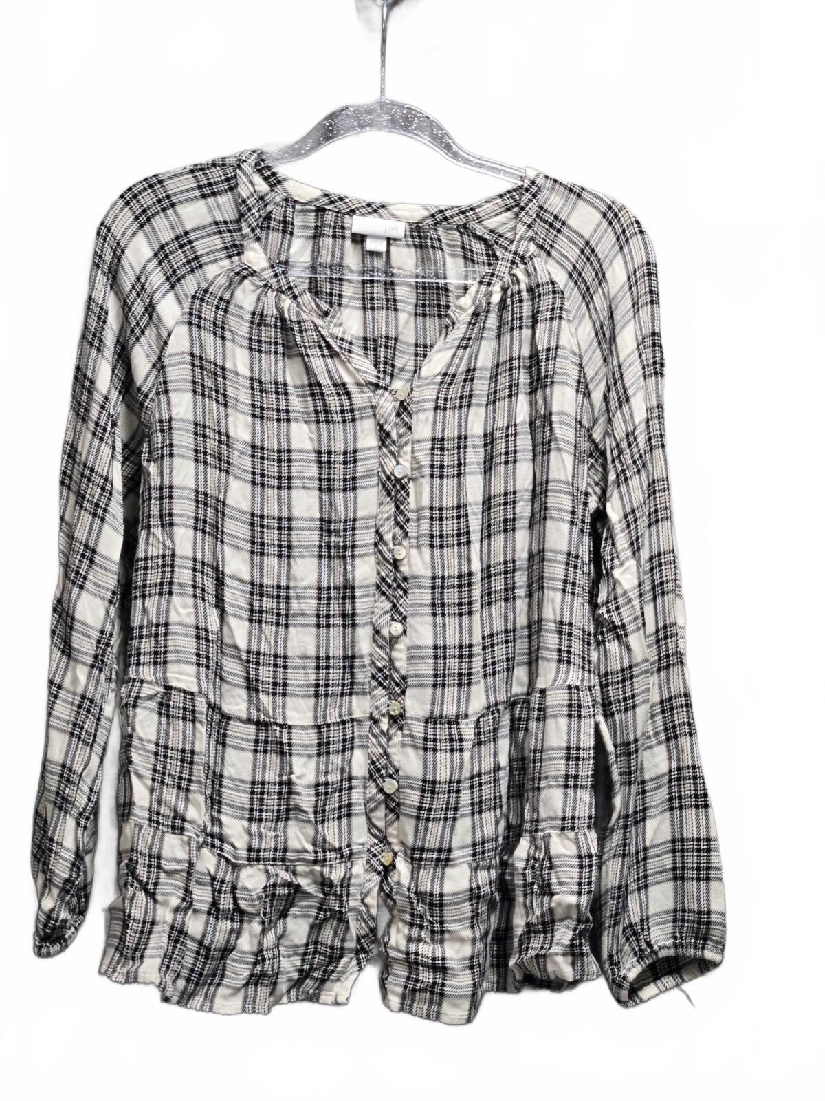 Other J Jill SZ M Plaid Button-down Peplum Blouse Boho CottageCore Size M / US 6-8 / IT 42-44 - 1 Thumbnail
