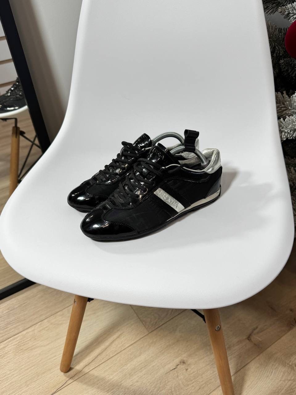 Prada Prada Black Patent Leather & Nylon Sneakers Size 35.5 Size US 5.5 / IT 35.5 - 1 Thumbnail