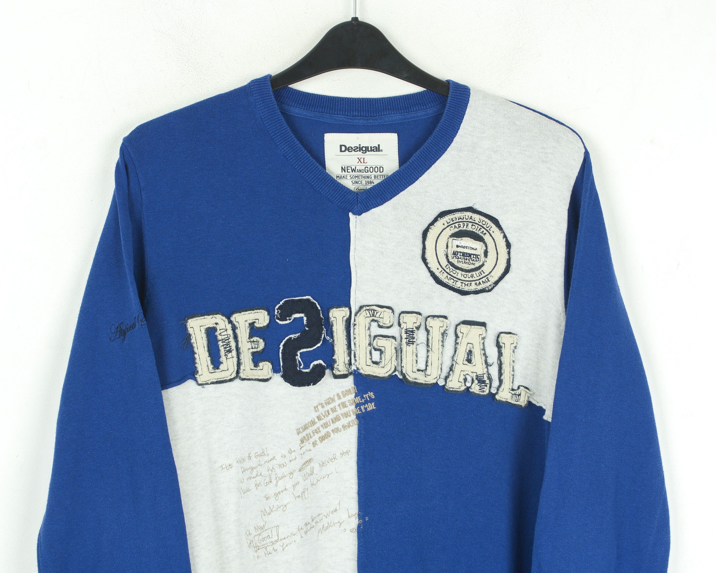 Desigual XL V-Neck Sweater Casual Pullover Jumper Top Size US XL / EU 56 / 4 - 7 Thumbnail